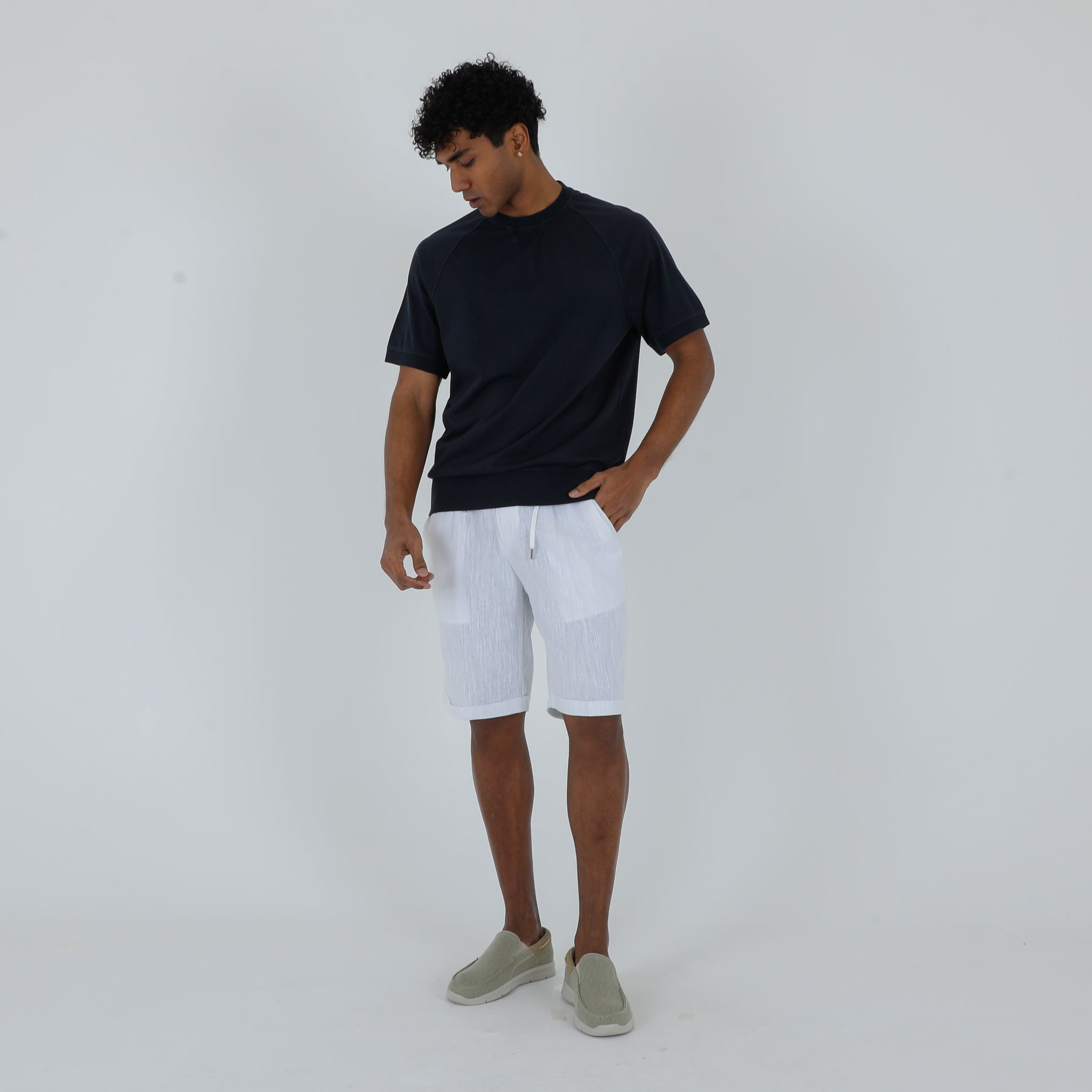 BERMUDA 100% LINO-11512|Colore:Bianco