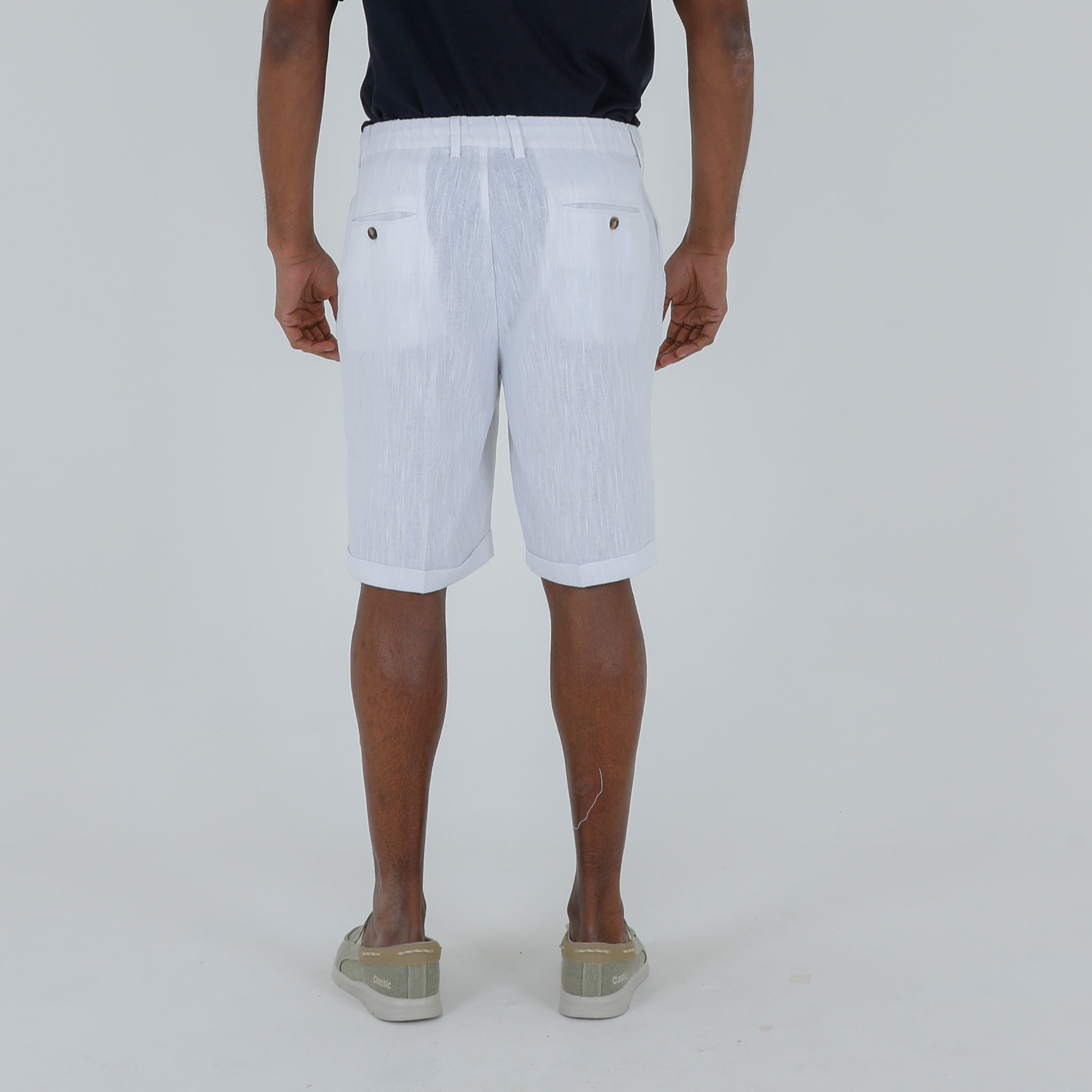 BERMUDA 100% LINO-11512|Colore:Bianco