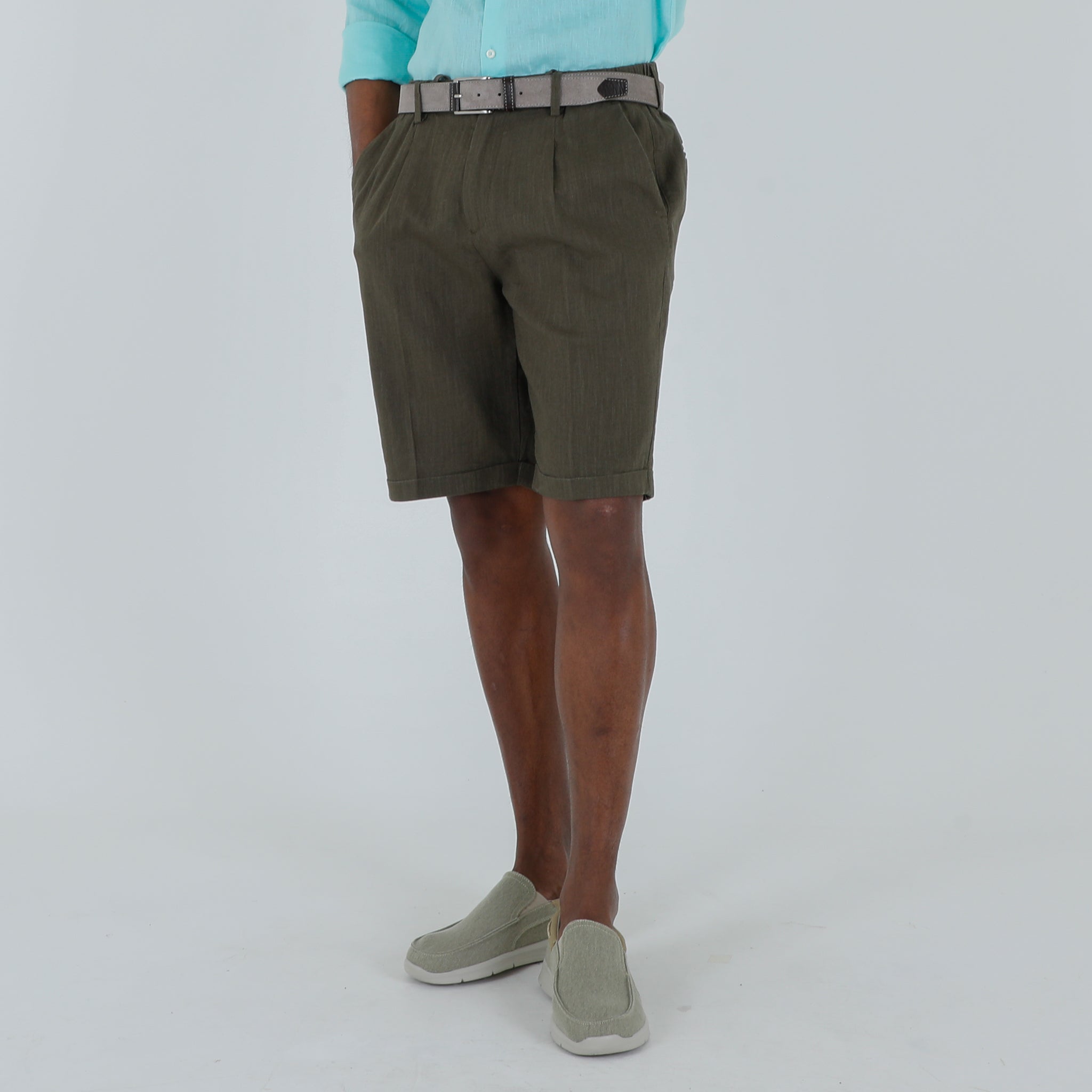 BERMUDA 100% LINO-11512|Colore:Verde