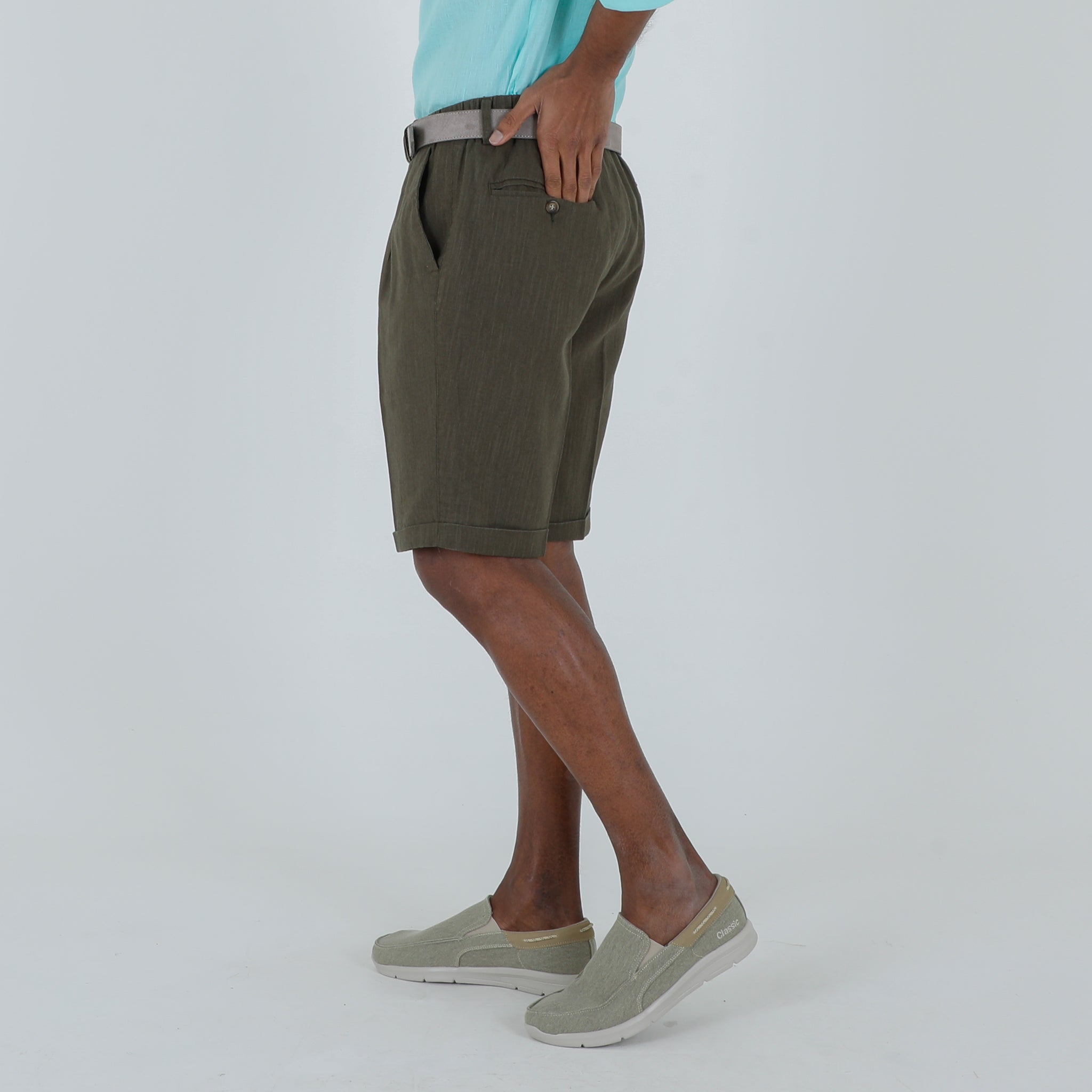 BERMUDA 100% LINO-11512|Colore:Verde
