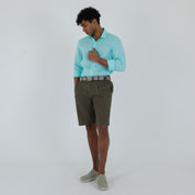 CAMICIA LINO COLLO FRANCESE-11551|Colore:Verde acqua