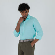CAMICIA LINO COLLO FRANCESE-11551|Colore:Verde acqua