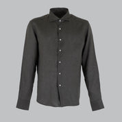 CAMICIA LINO COLLO FRANCESE-11551|Colore:Fango