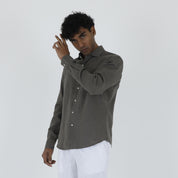 CAMICIA LINO COLLO FRANCESE-11551|Colore:Fango