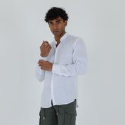 CAMICIA LINO COLLO KOREANO-11550|Colore:Bianco