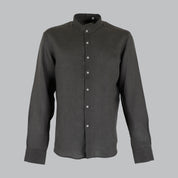 CAMICIA LINO COLLO KOREANO-11550|Colore:Fango