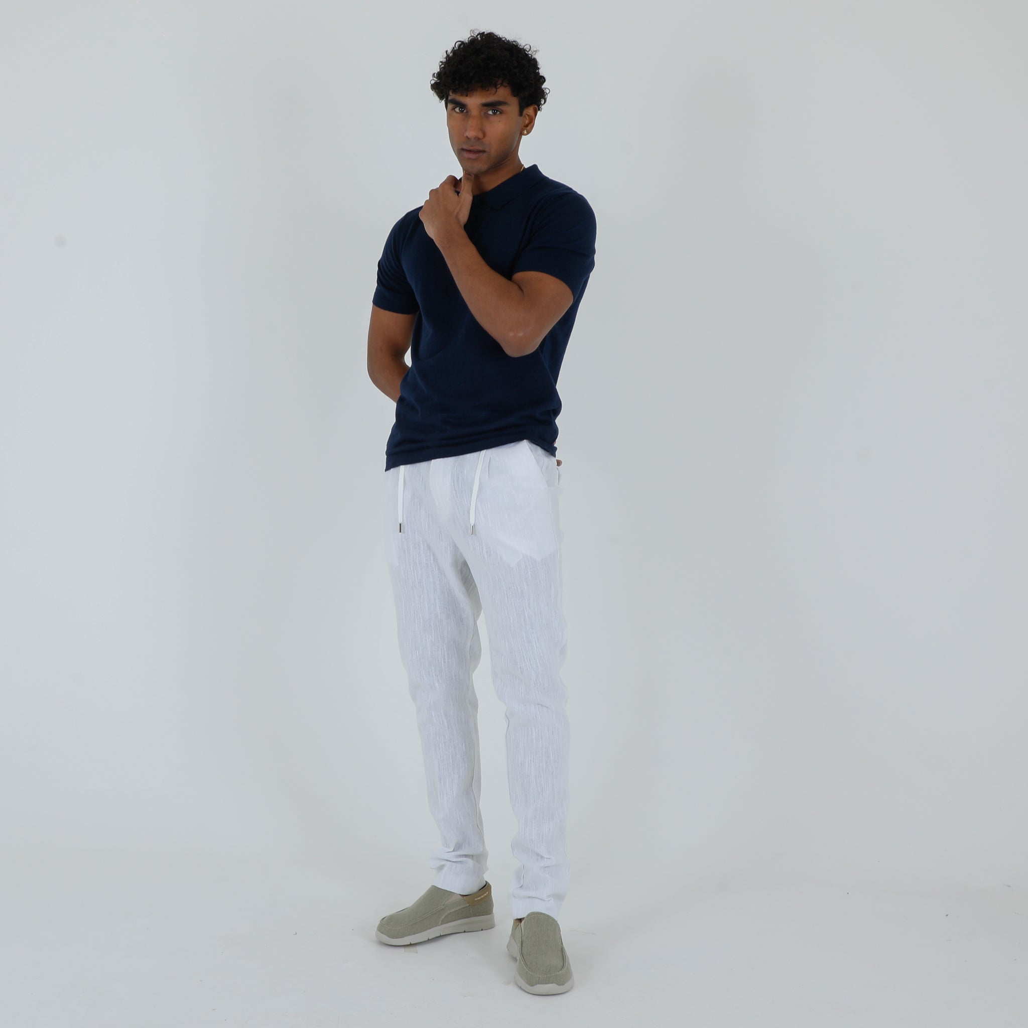 POLO MISTO LINO-11537|Colore:Blu