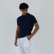 POLO MISTO LINO-11537|Colore:Blu