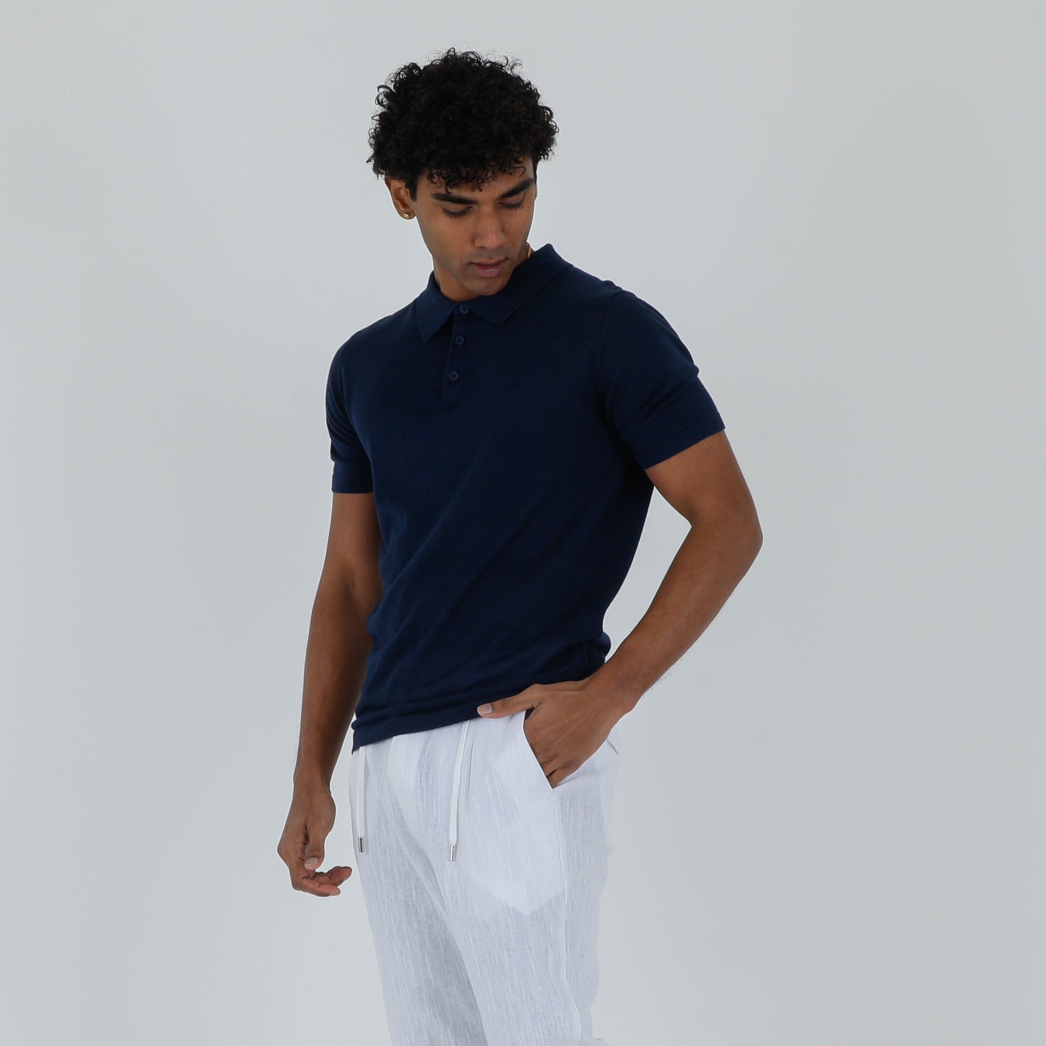 POLO MISTO LINO-11537|Colore:Blu