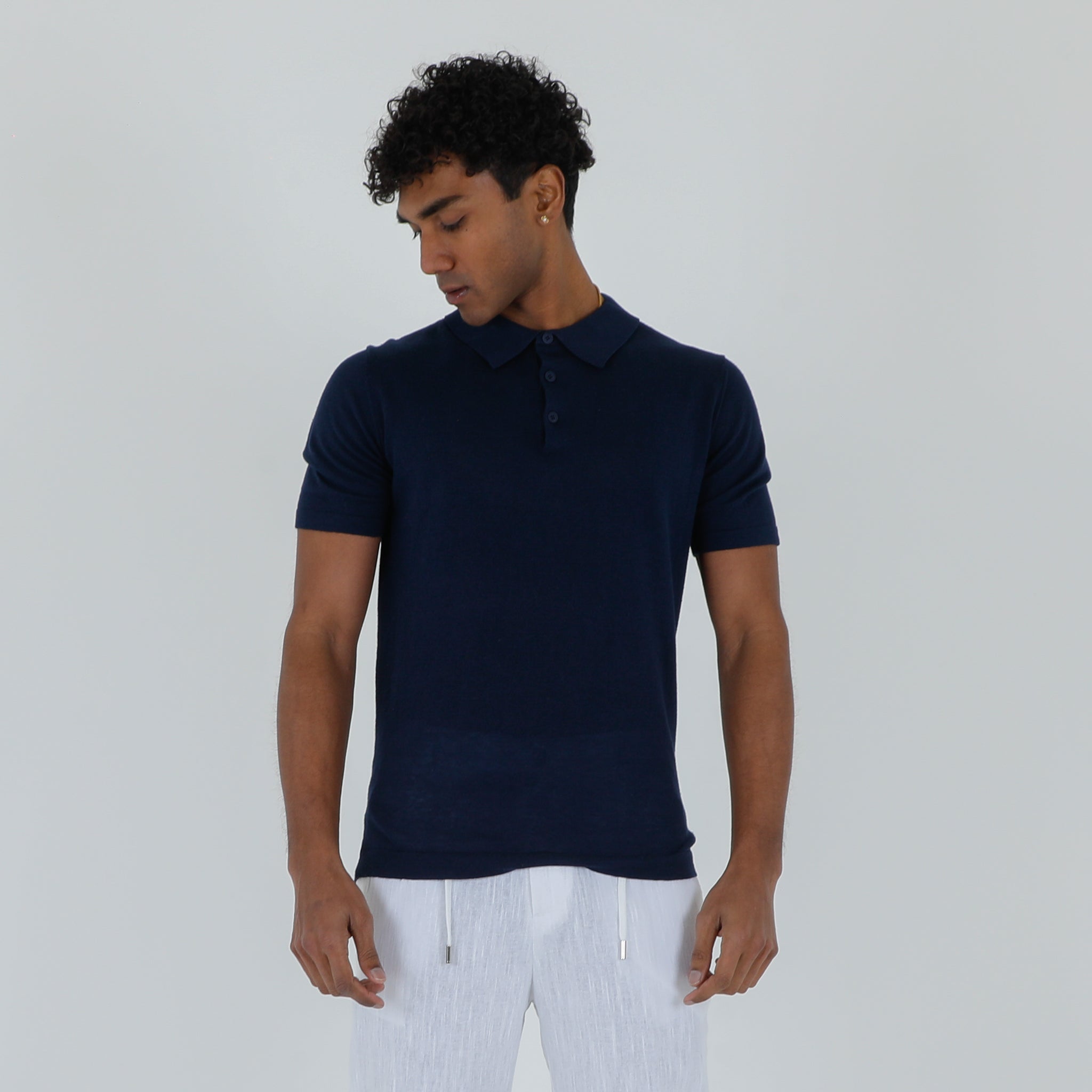 POLO MISTO LINO-11537|Colore:Blu