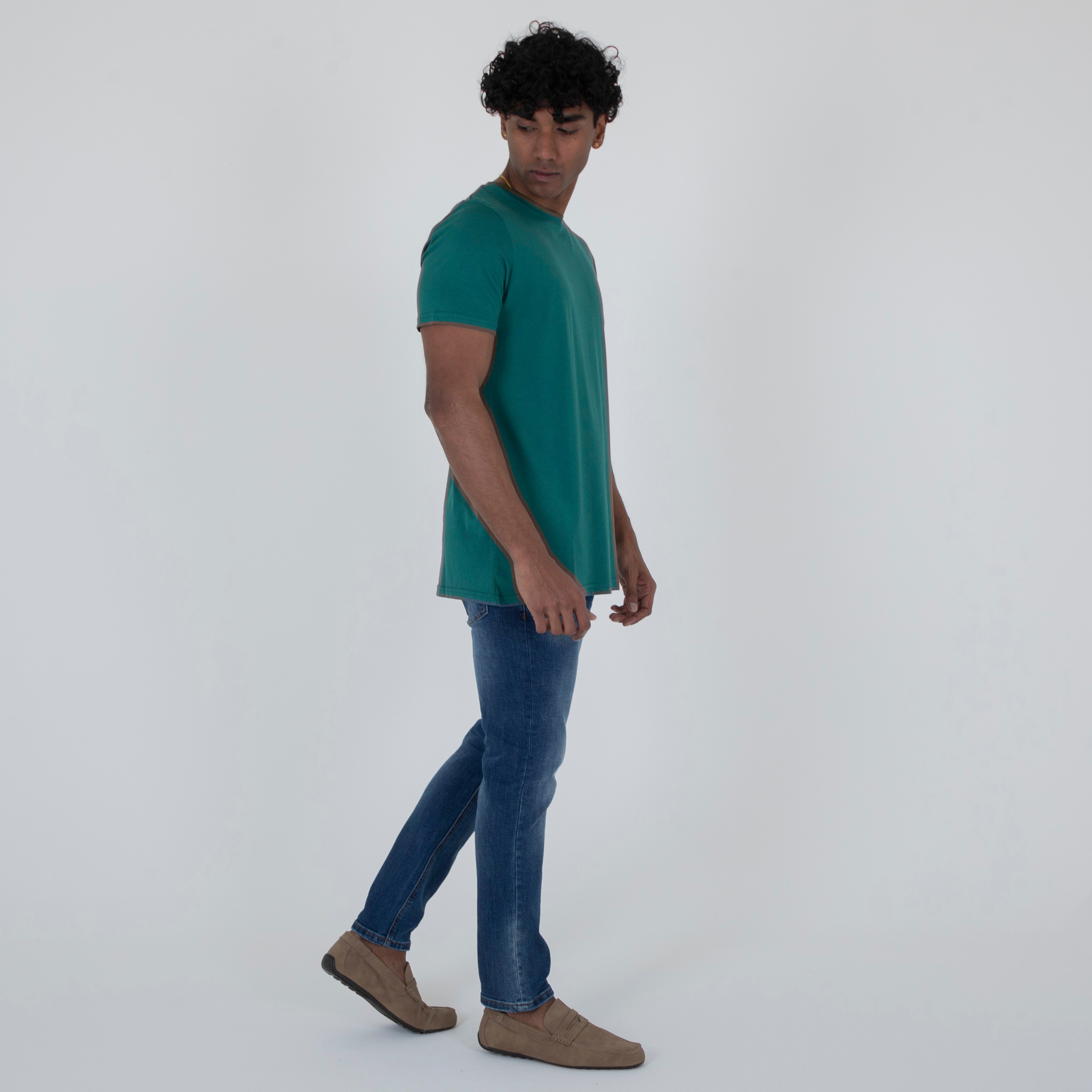 T-SHIRT MISTO SETA - 11353|Colore:Verde
