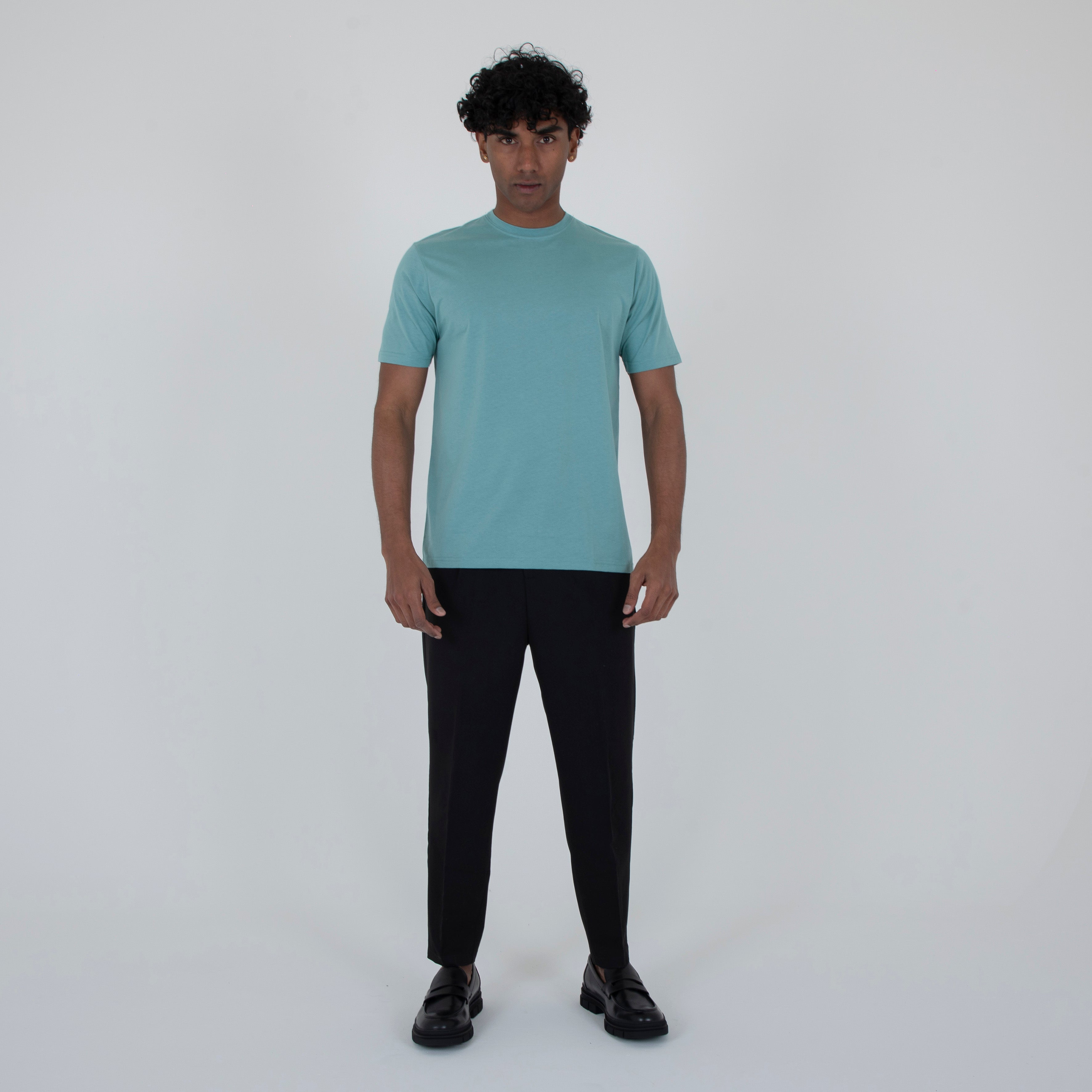 T-SHIRT BASIC 100% COTONE PREMIUM- 11361|Colore:Tiffany