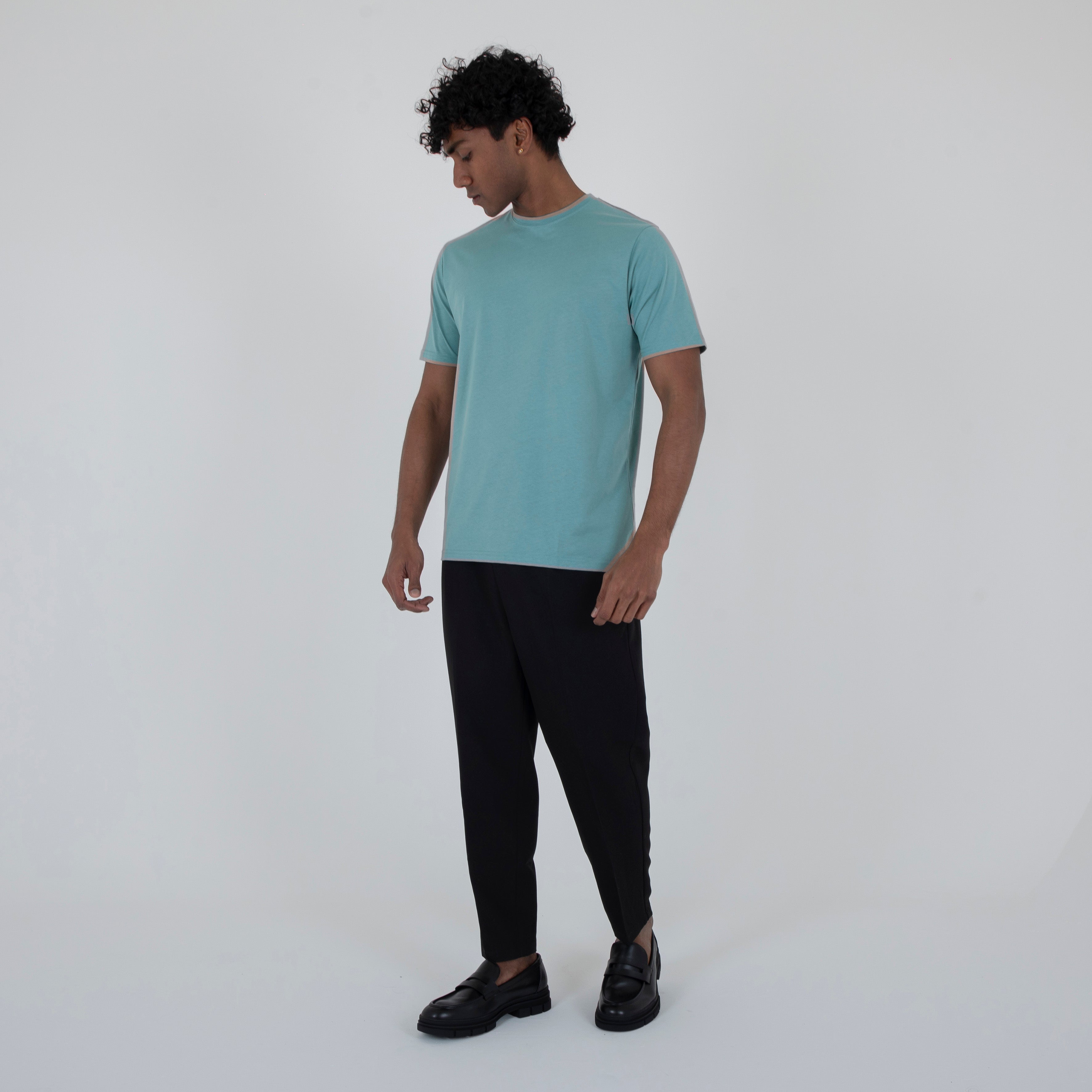 T-SHIRT BASIC 100% COTONE PREMIUM- 11361|Colore:Tiffany