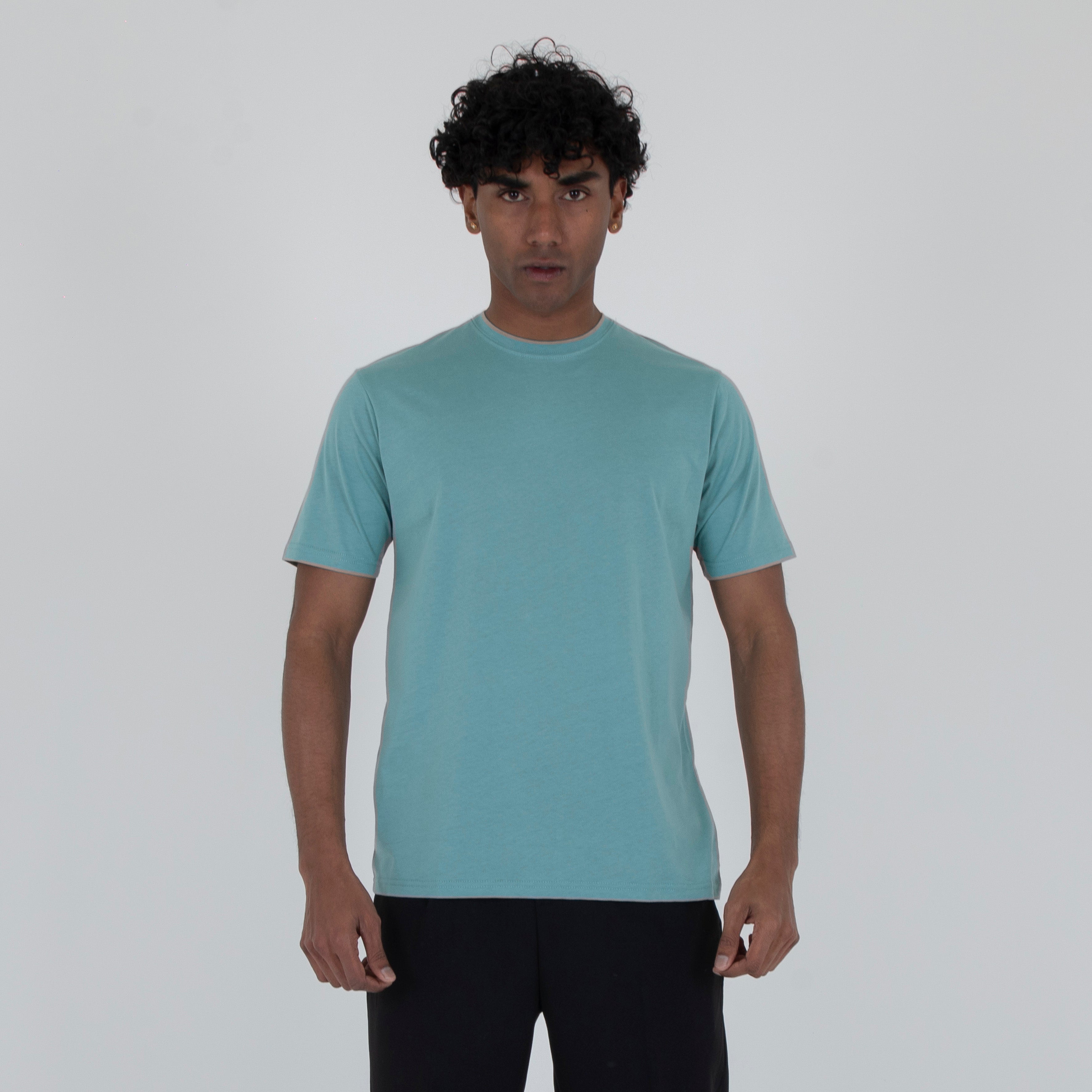 T-SHIRT BASIC 100% COTONE PREMIUM- 11361|Colore:Tiffany