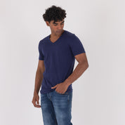 T-SHIRT SCOLLO A V -11497|Colore:Blu