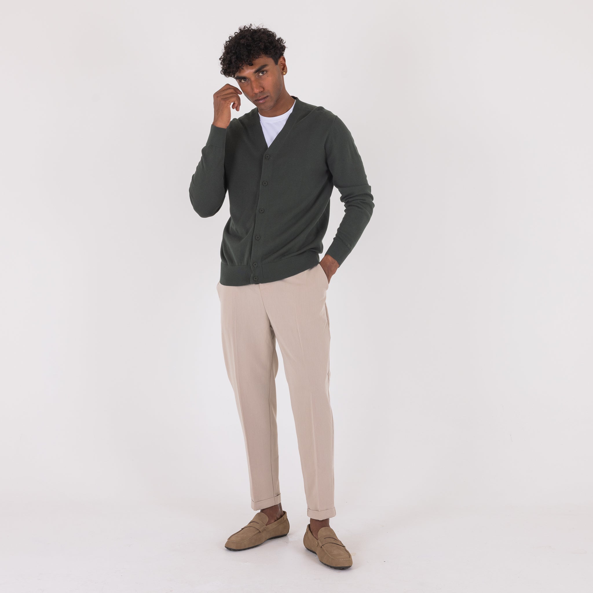 CARDIGAN COTONE M/LUNGA-11525|Colore:Verde