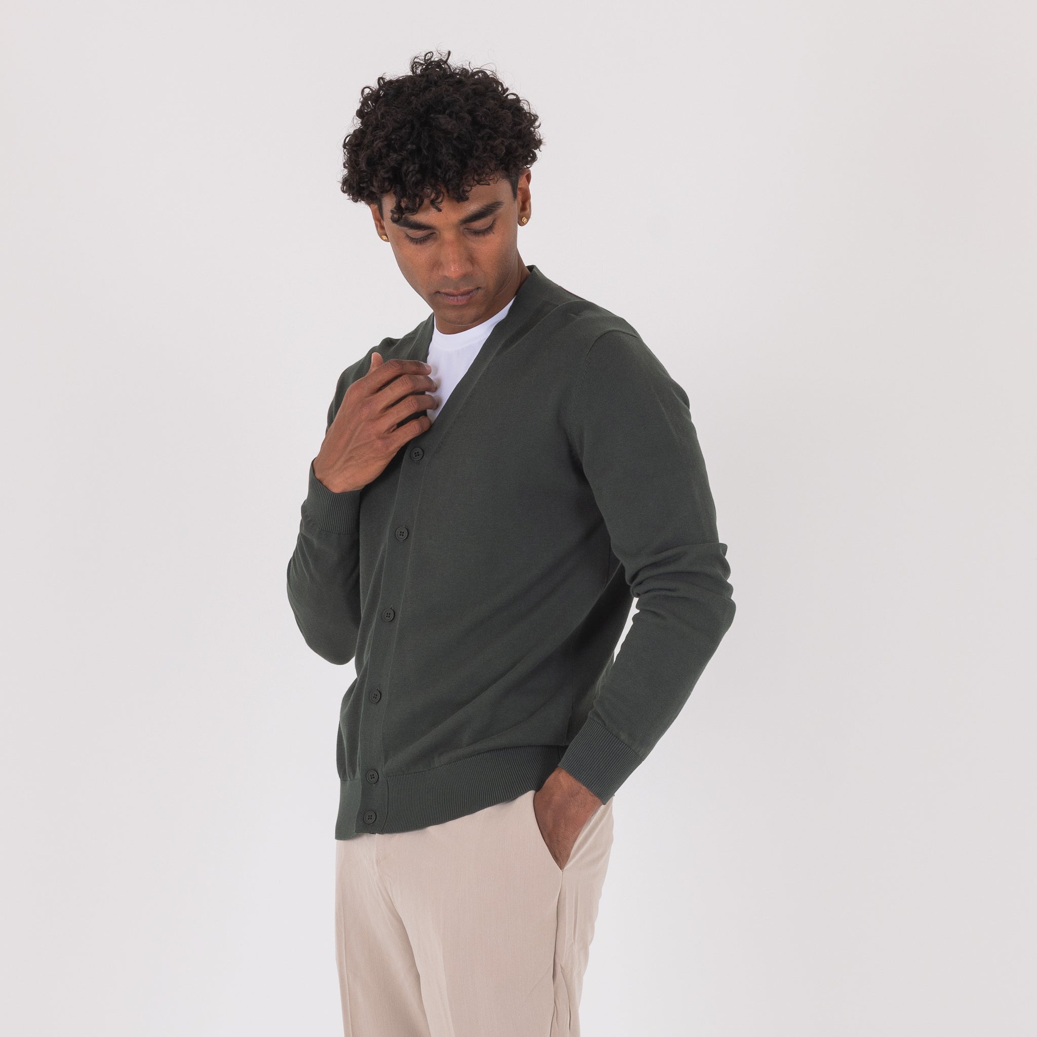 CARDIGAN COTONE M/LUNGA-11525|Colore:Verde