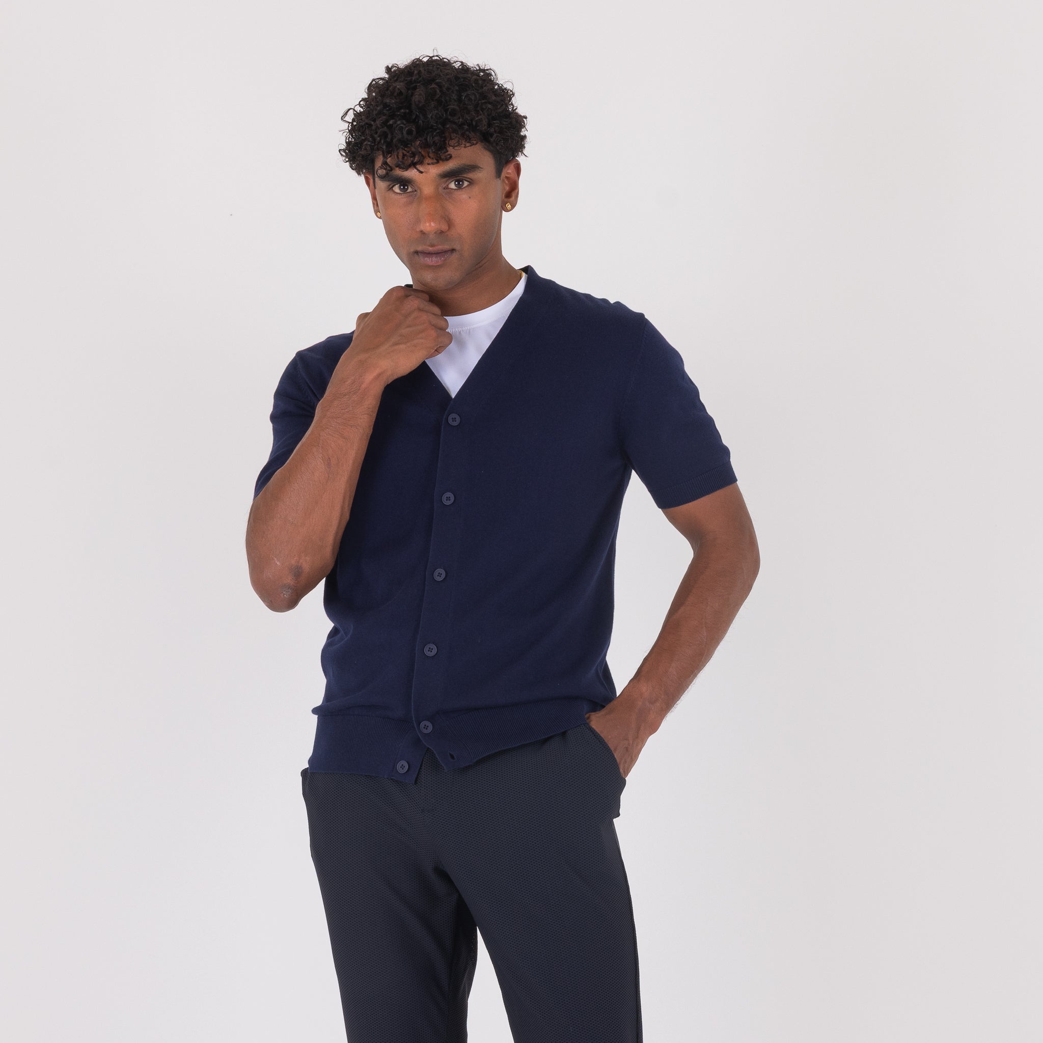 CARDIGAN COTNE M/MANICA-11526|Colore:Blu