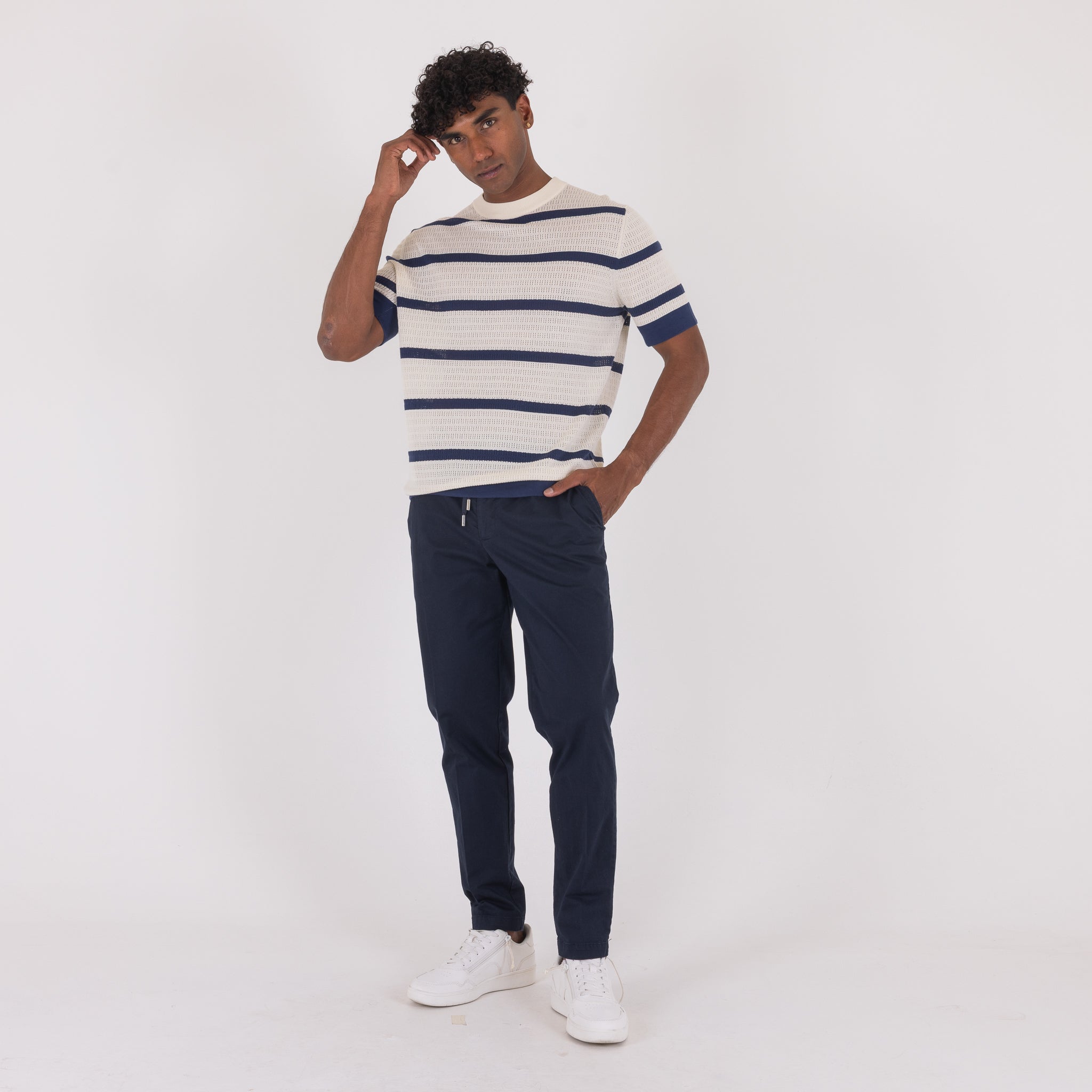 MAGLIA FASCE CREPE COTONE-11530|Colore:Panna