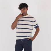 MAGLIA FASCE CREPE COTONE-11530|Colore:Panna