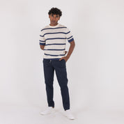 MAGLIA FASCE CREPE COTONE-11530|Colore:Panna