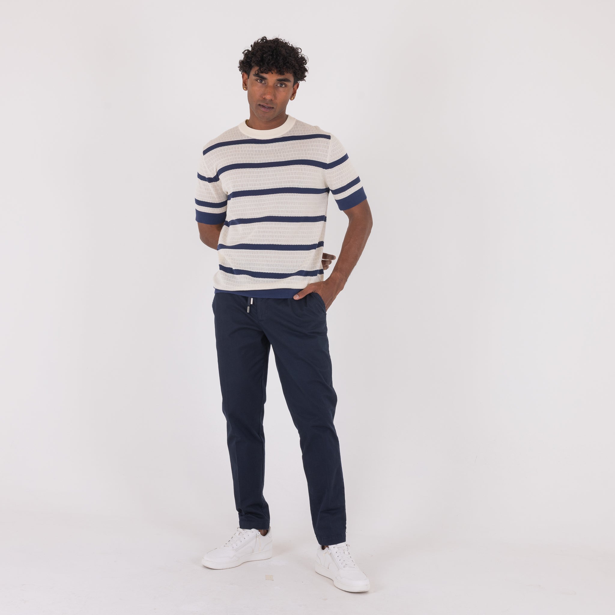 MAGLIA FASCE CREPE COTONE-11530|Colore:Panna