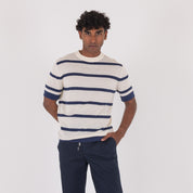 MAGLIA FASCE CREPE COTONE-11530|Colore:Panna