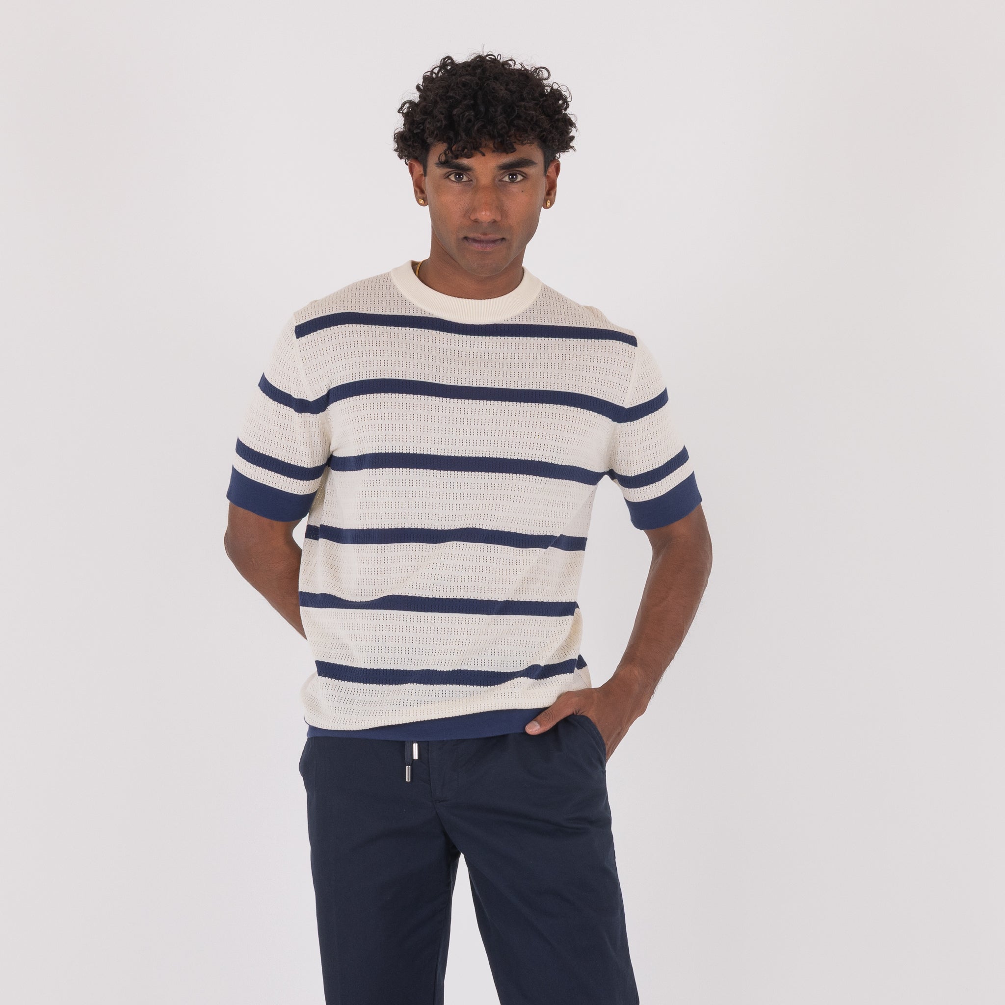 MAGLIA FASCE CREPE COTONE-11530|Colore:Panna