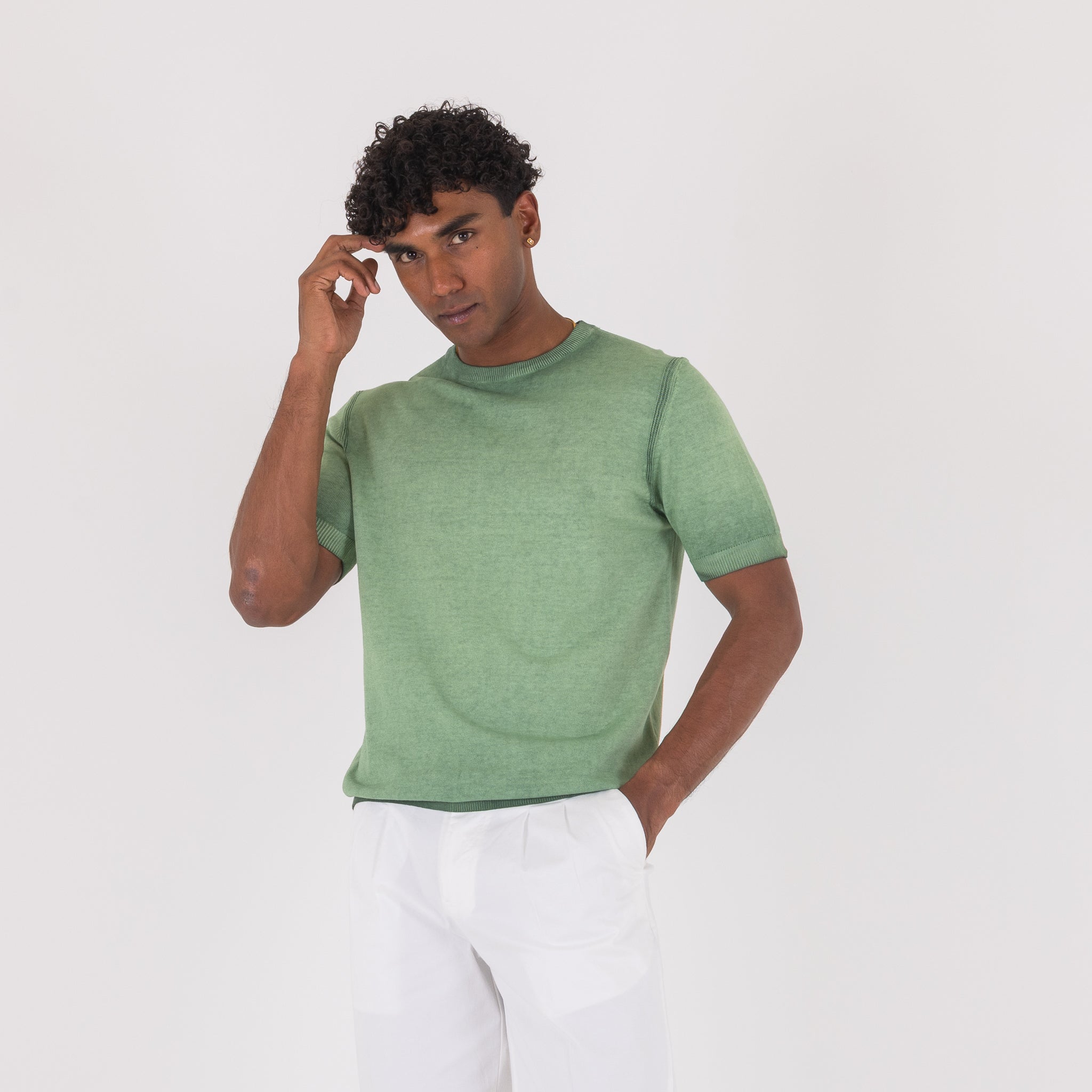 G/COLLO CREPE STONE WASH-11532|Colore:Verde
