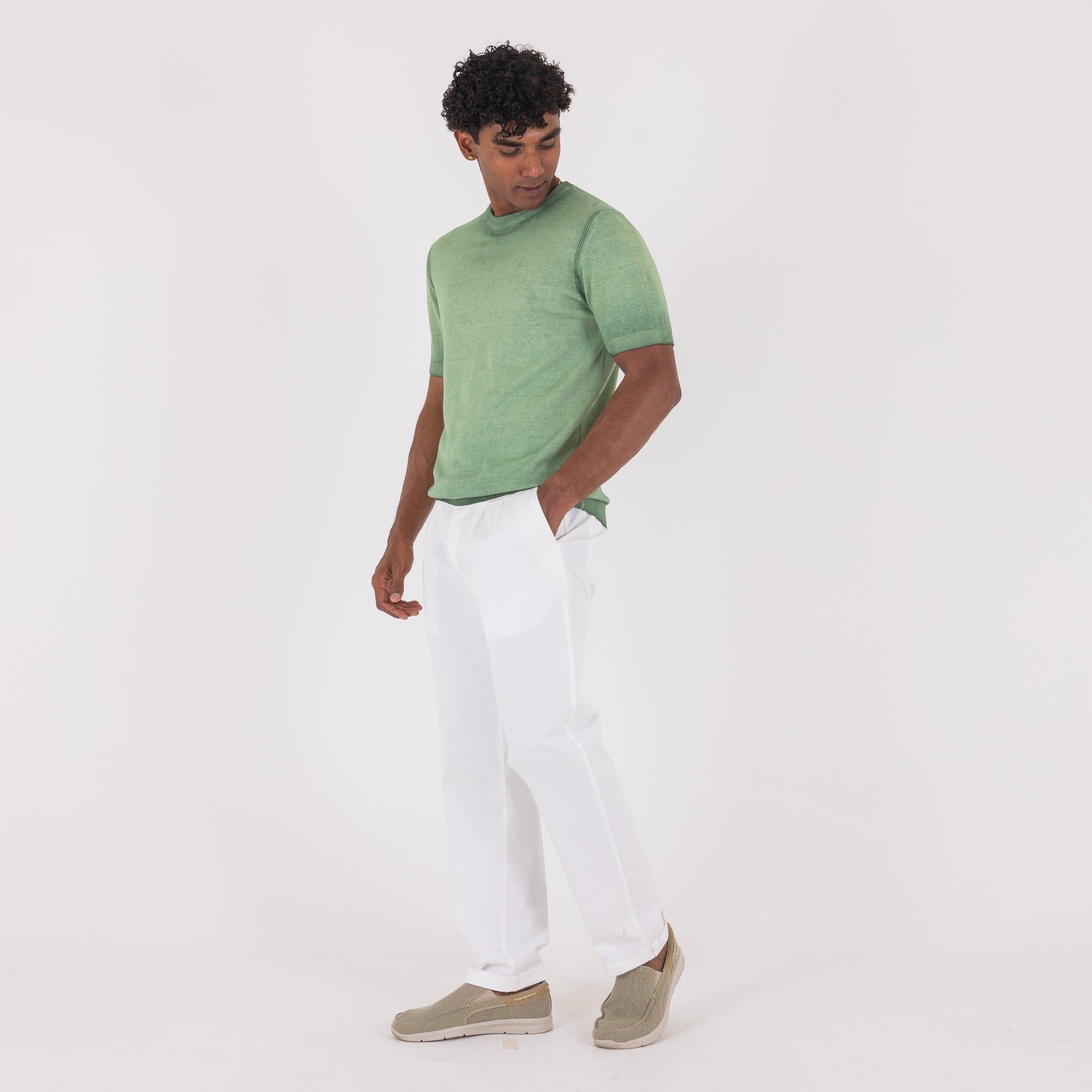 G/COLLO CREPE STONE WASH-11532|Colore:Verde