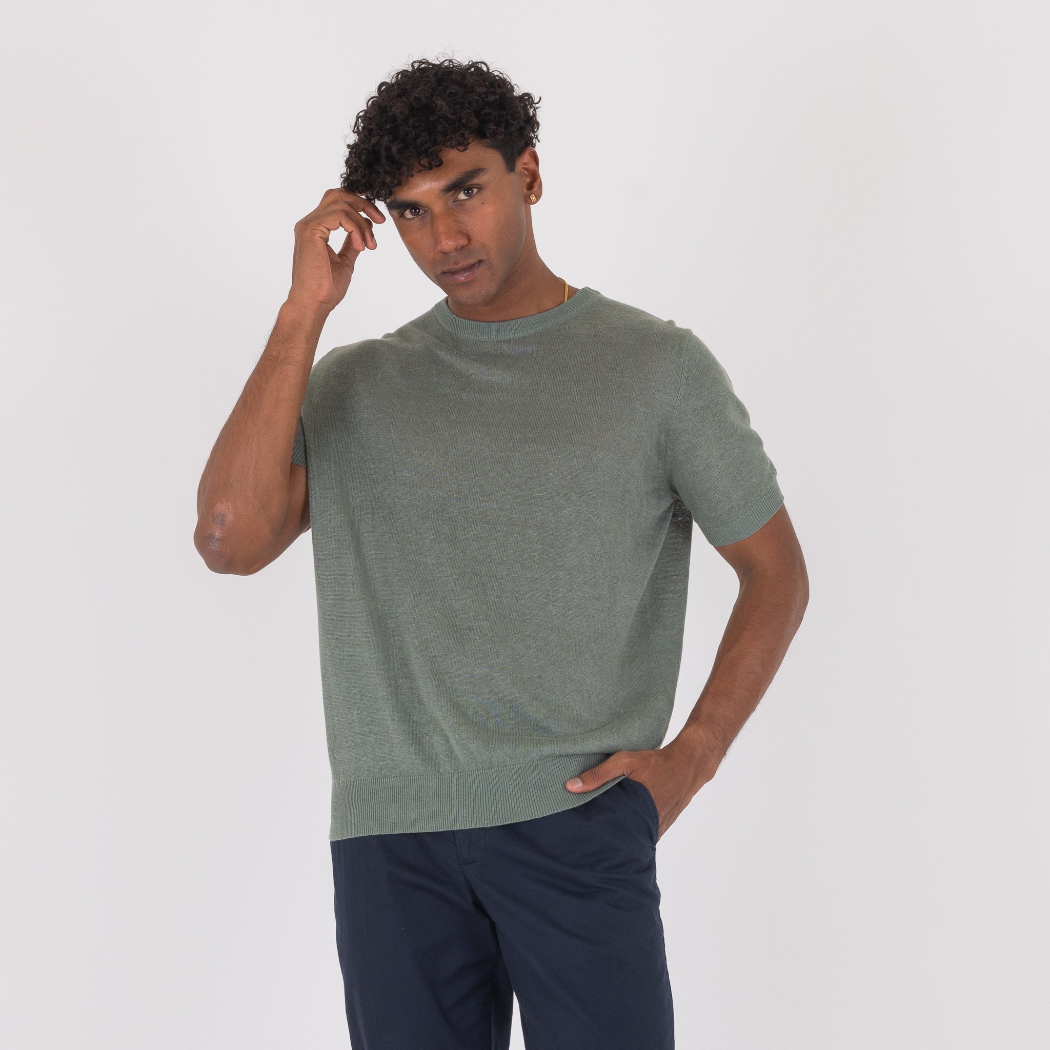 MAGLIA IN CANAPA-11538|Colore:Verde
