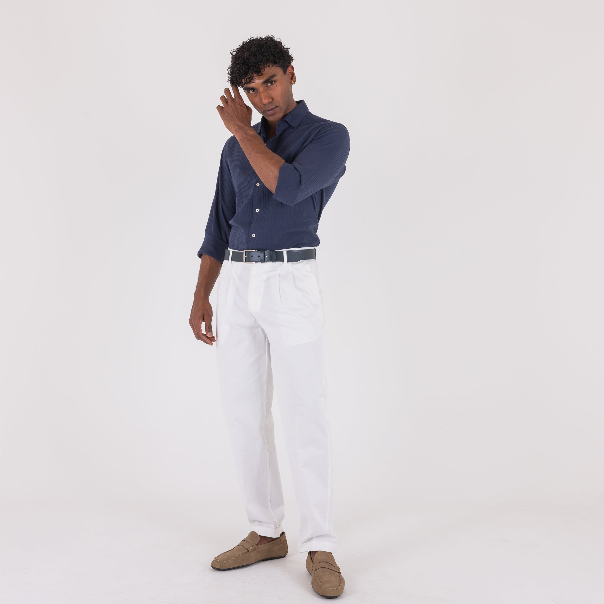 CAMICIA COSTINA COTONE-11547|Colore:Blu