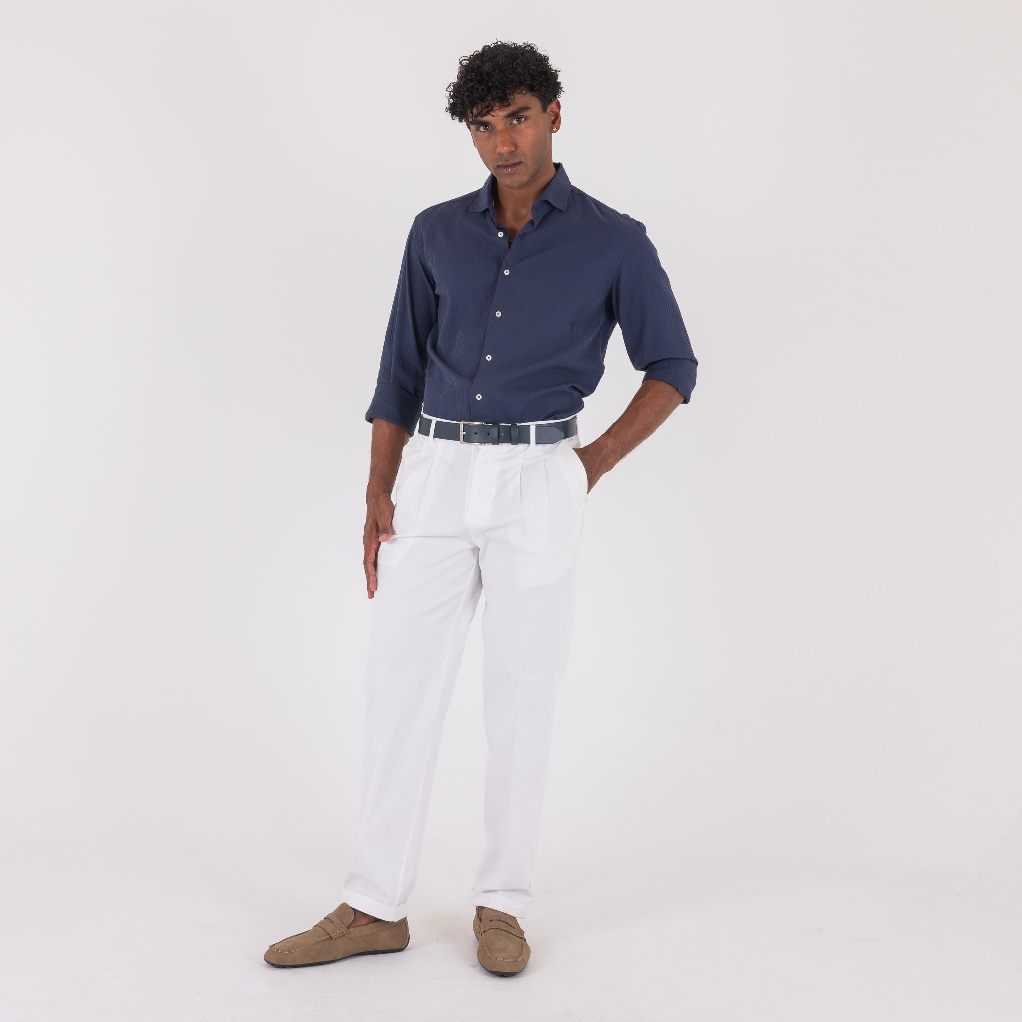CAMICIA COSTINA COTONE-11547|Colore:Blu