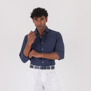 CAMICIA COSTINA COTONE-11547|Colore:Blu