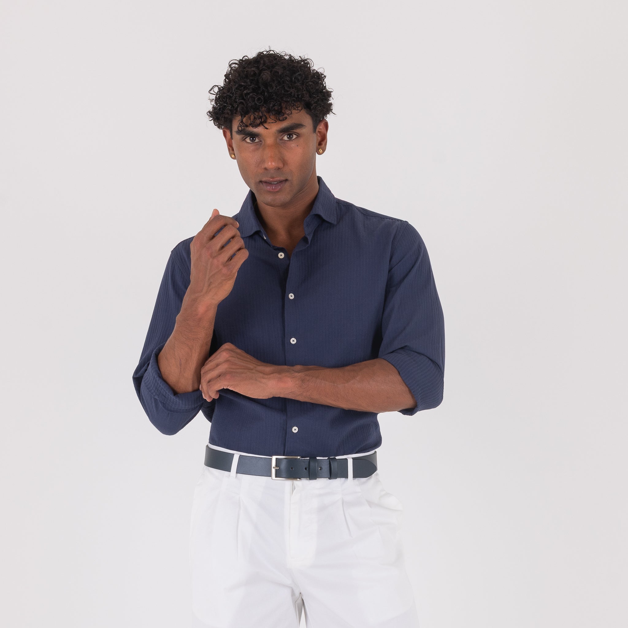 CAMICIA COSTINA COTONE-11547|Colore:Blu
