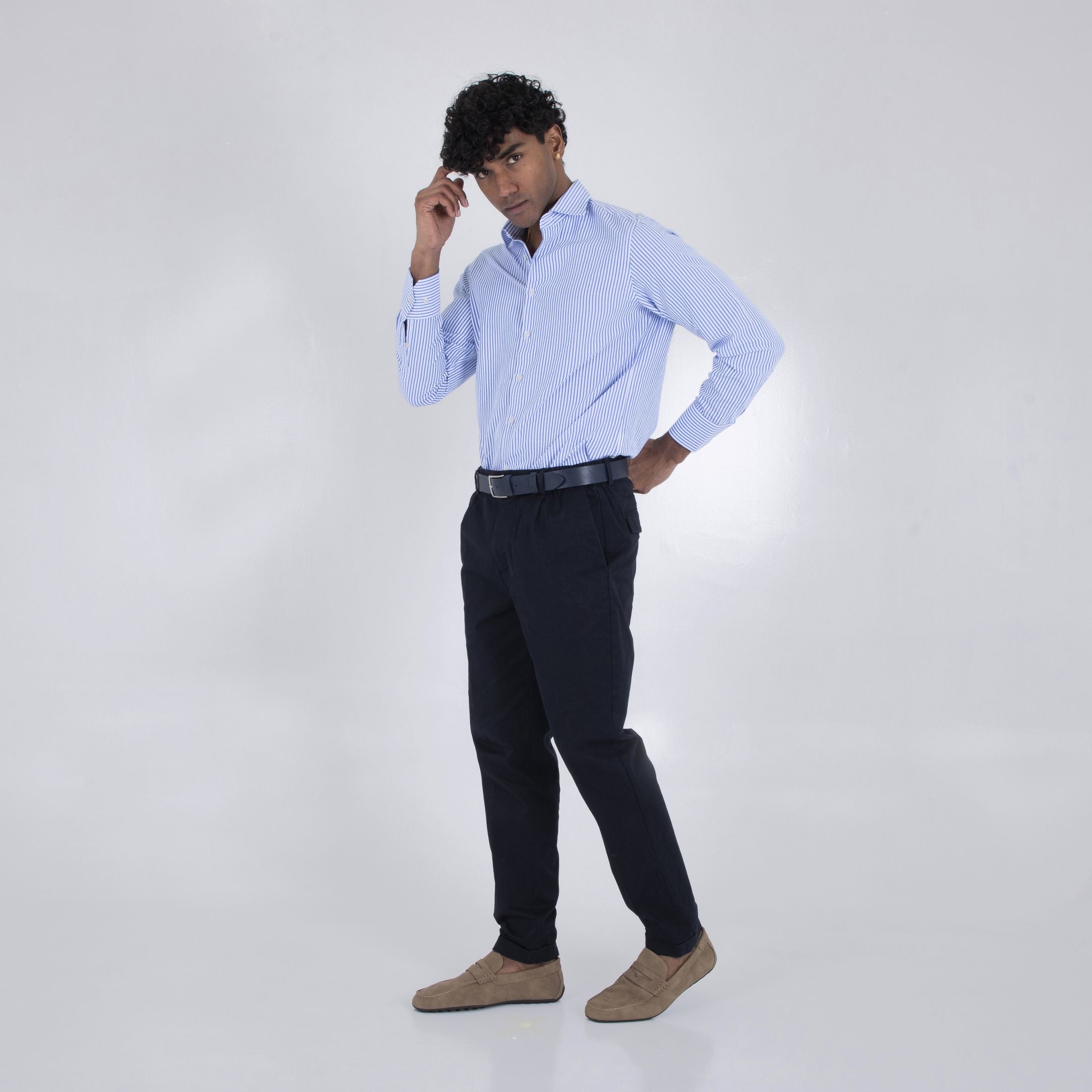 CAMICIA COTONE GOFFRATO-11548|Colore:Blu