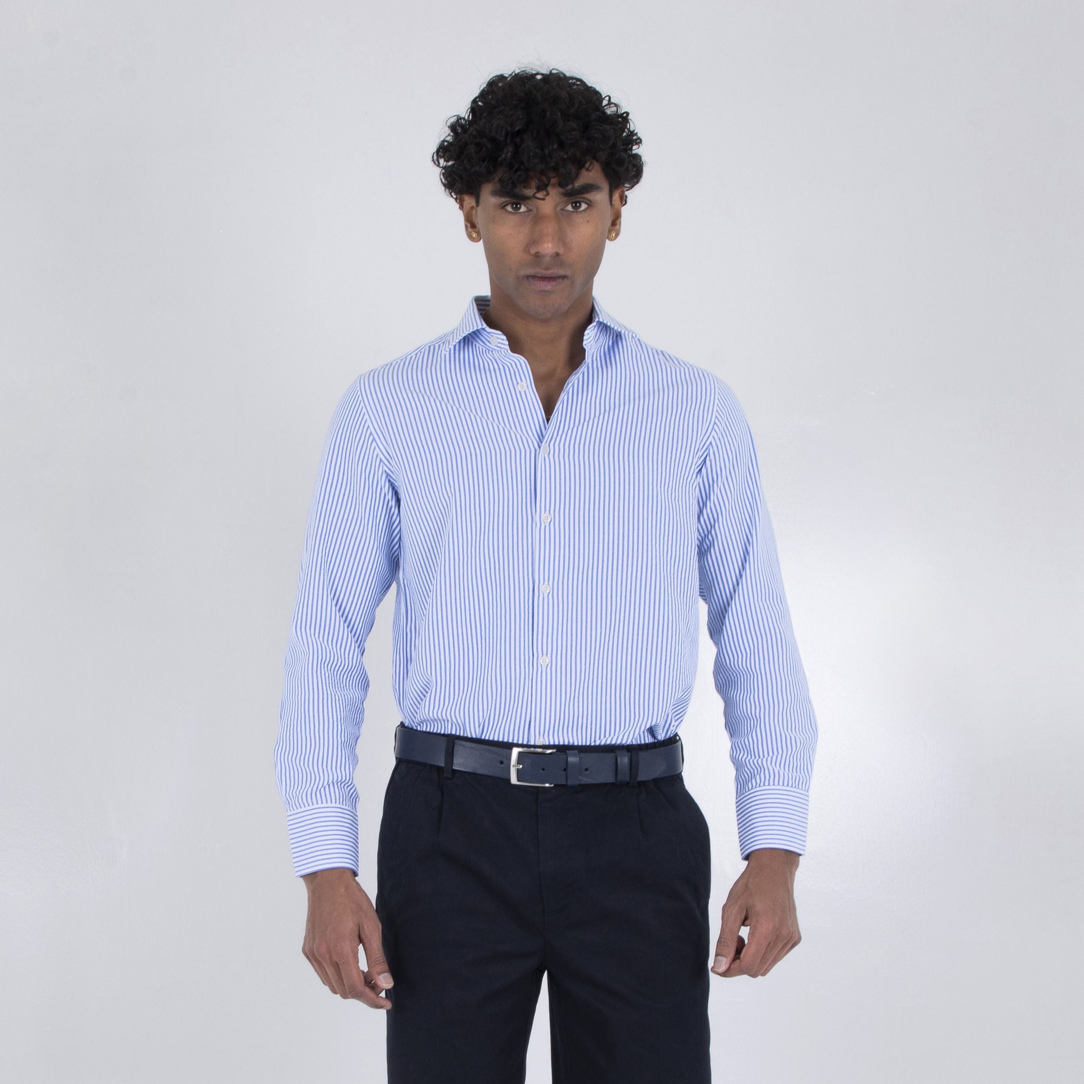 CAMICIA COTONE GOFFRATO-11548|Colore:Blu