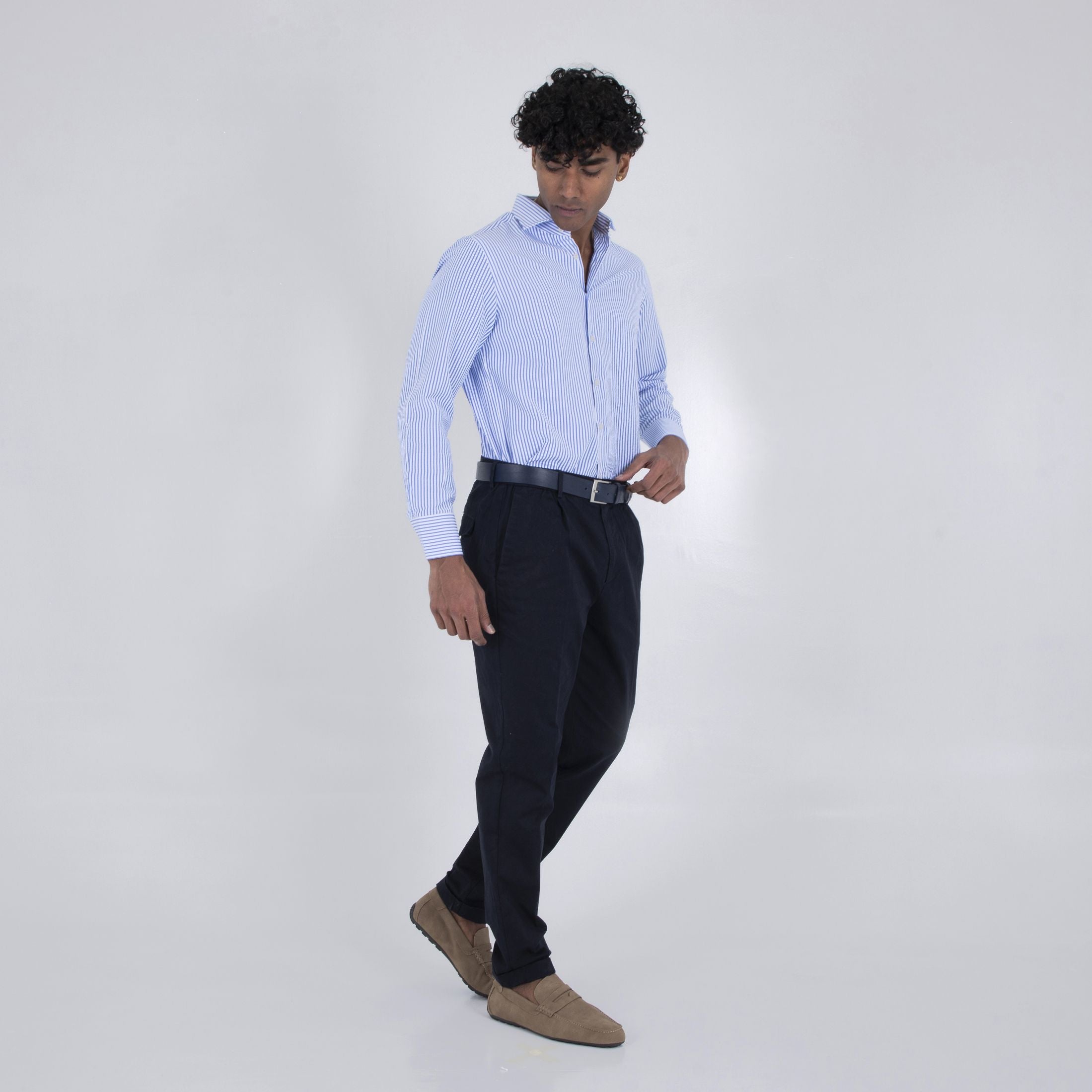 CAMICIA COTONE GOFFRATO-11548|Colore:Blu
