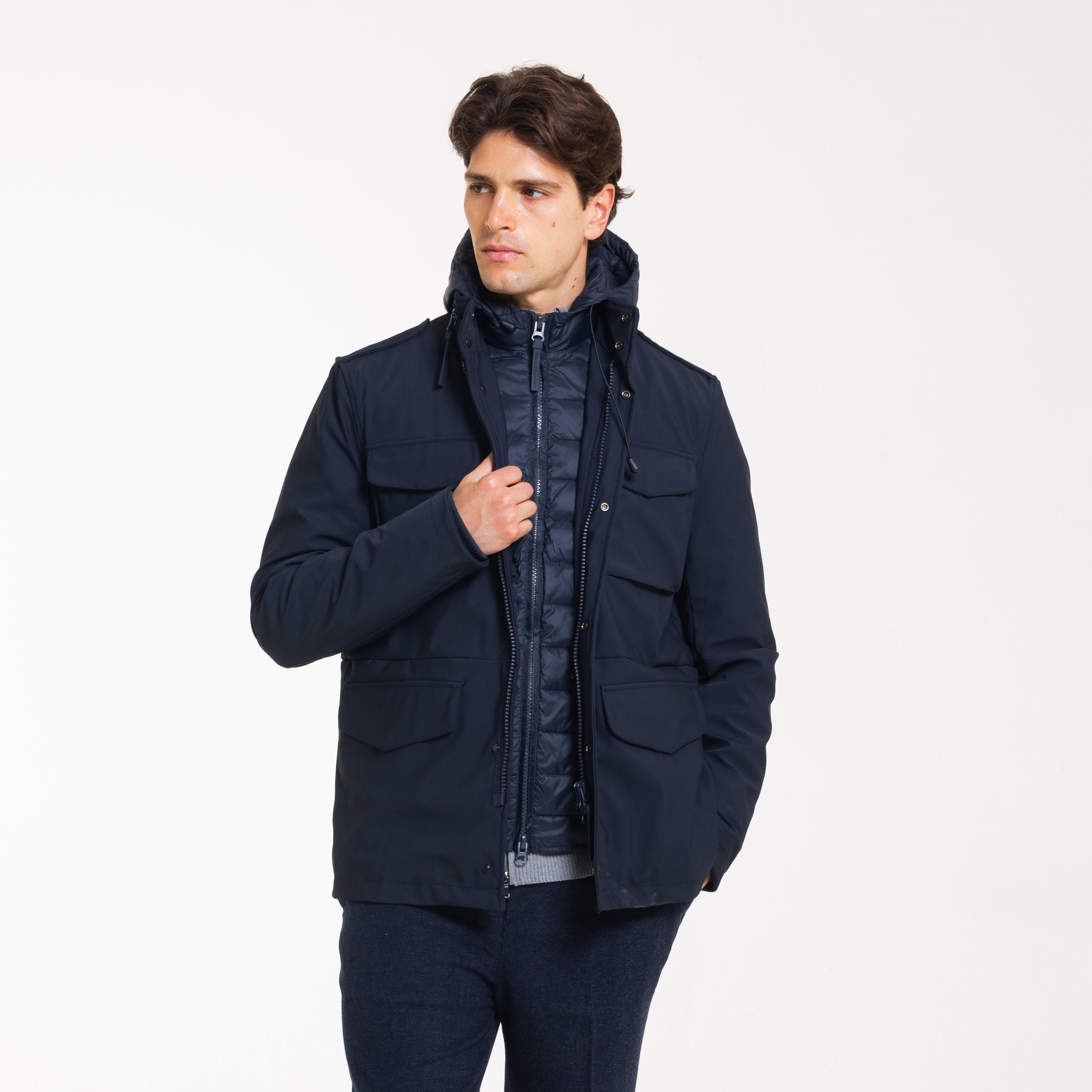 FIELD JACKET DOUBLE CON PIUMINO-11644|Colore:Blu