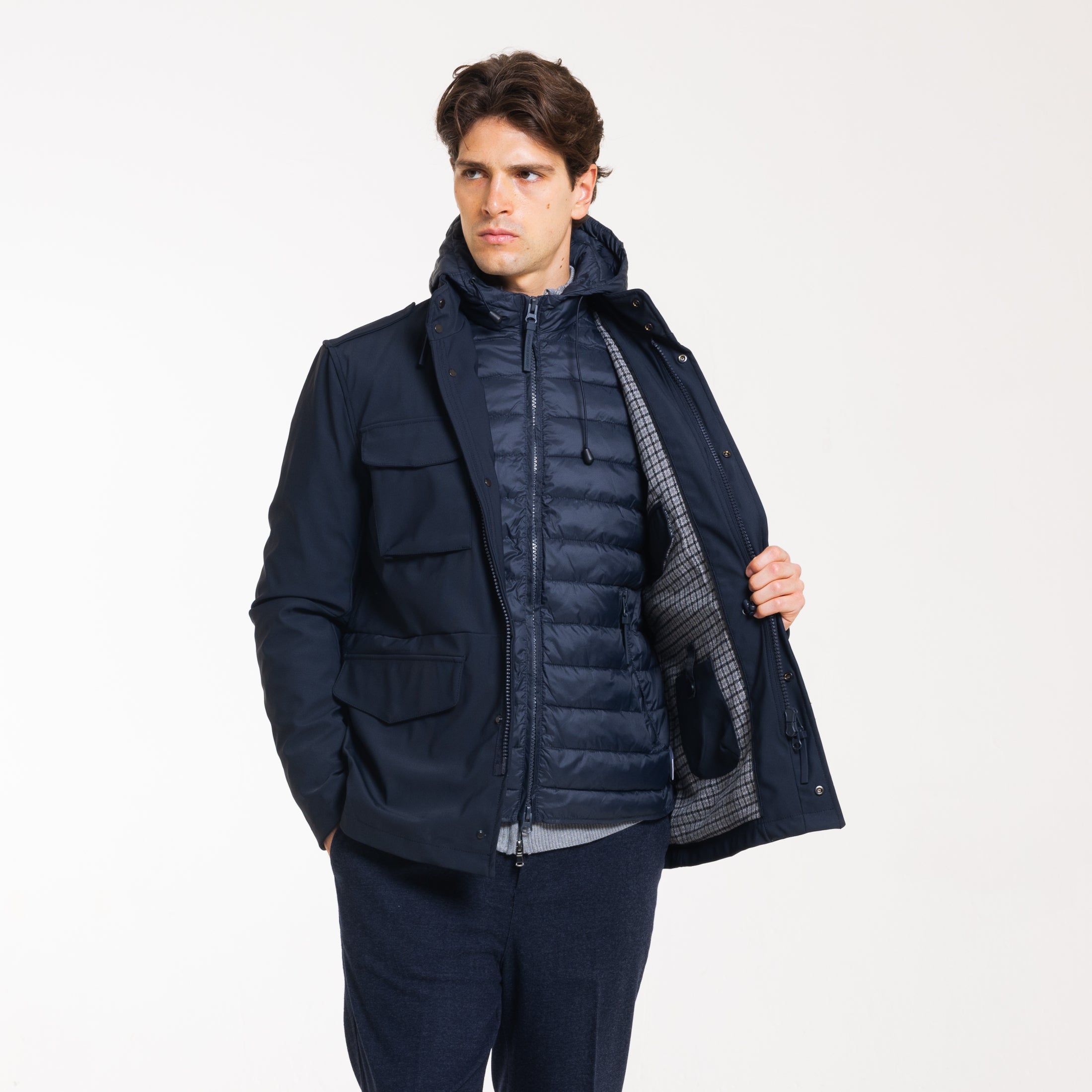 FIELD JACKET DOUBLE CON PIUMINO-11644|Colore:Blu