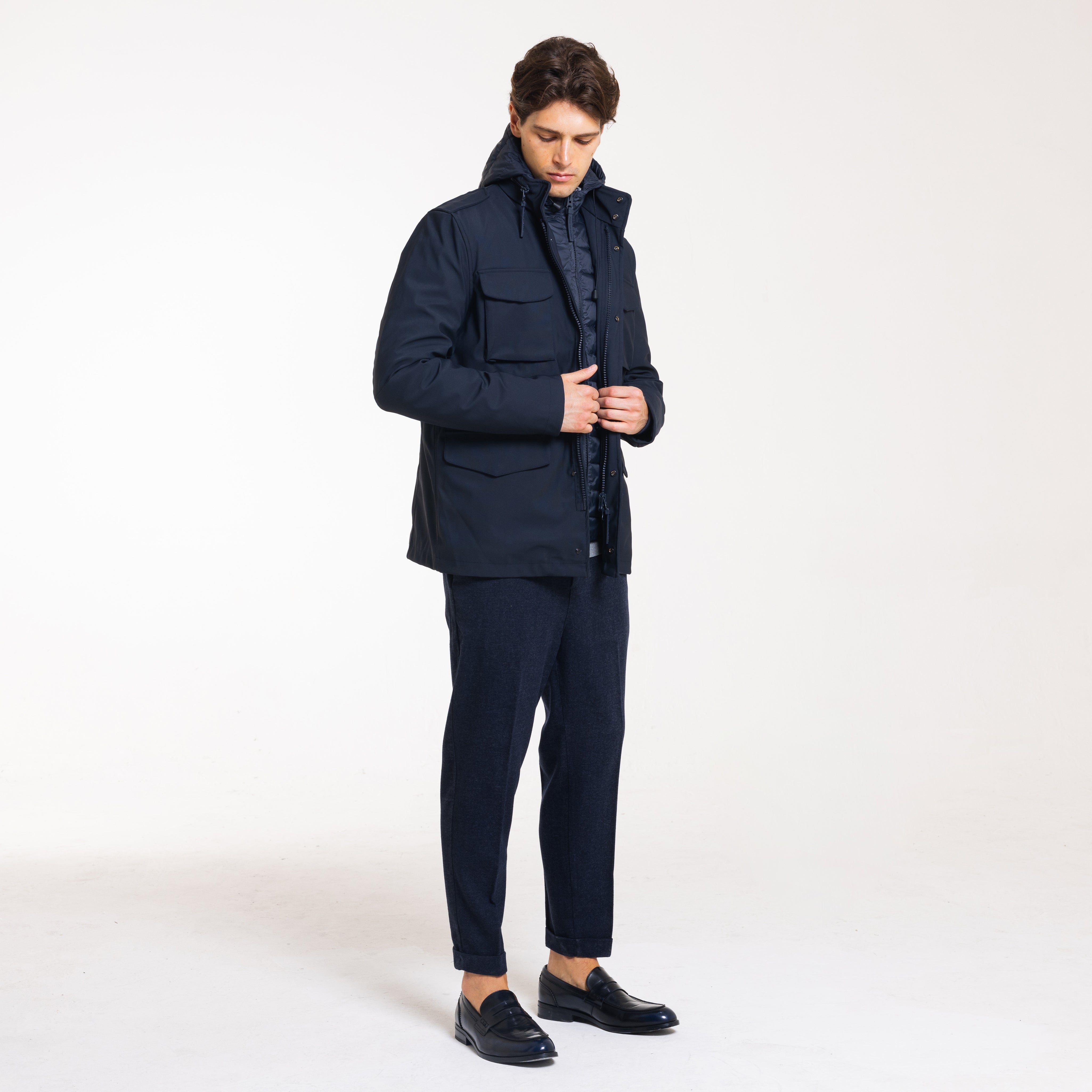FIELD JACKET DOUBLE CON PIUMINO-11644|Colore:Blu