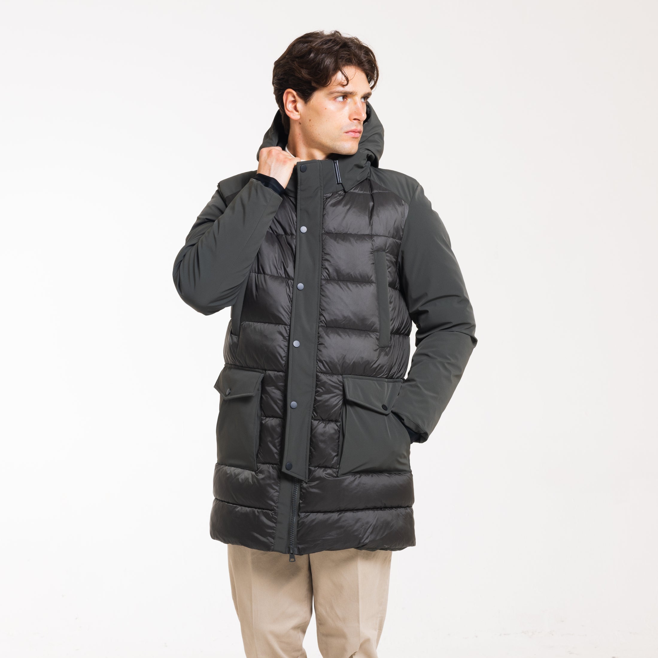 PARKA NEW ACCOPPIATO-11646|Colore:Verde