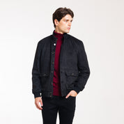 BOMBER EFFETTO CAMOSCIO-11650 |Colore:Nero