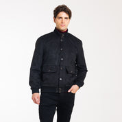 BOMBER EFFETTO CAMOSCIO-11650 |Colore:Nero