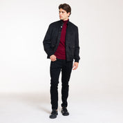 BOMBER EFFETTO CAMOSCIO-11650 |Colore:Nero