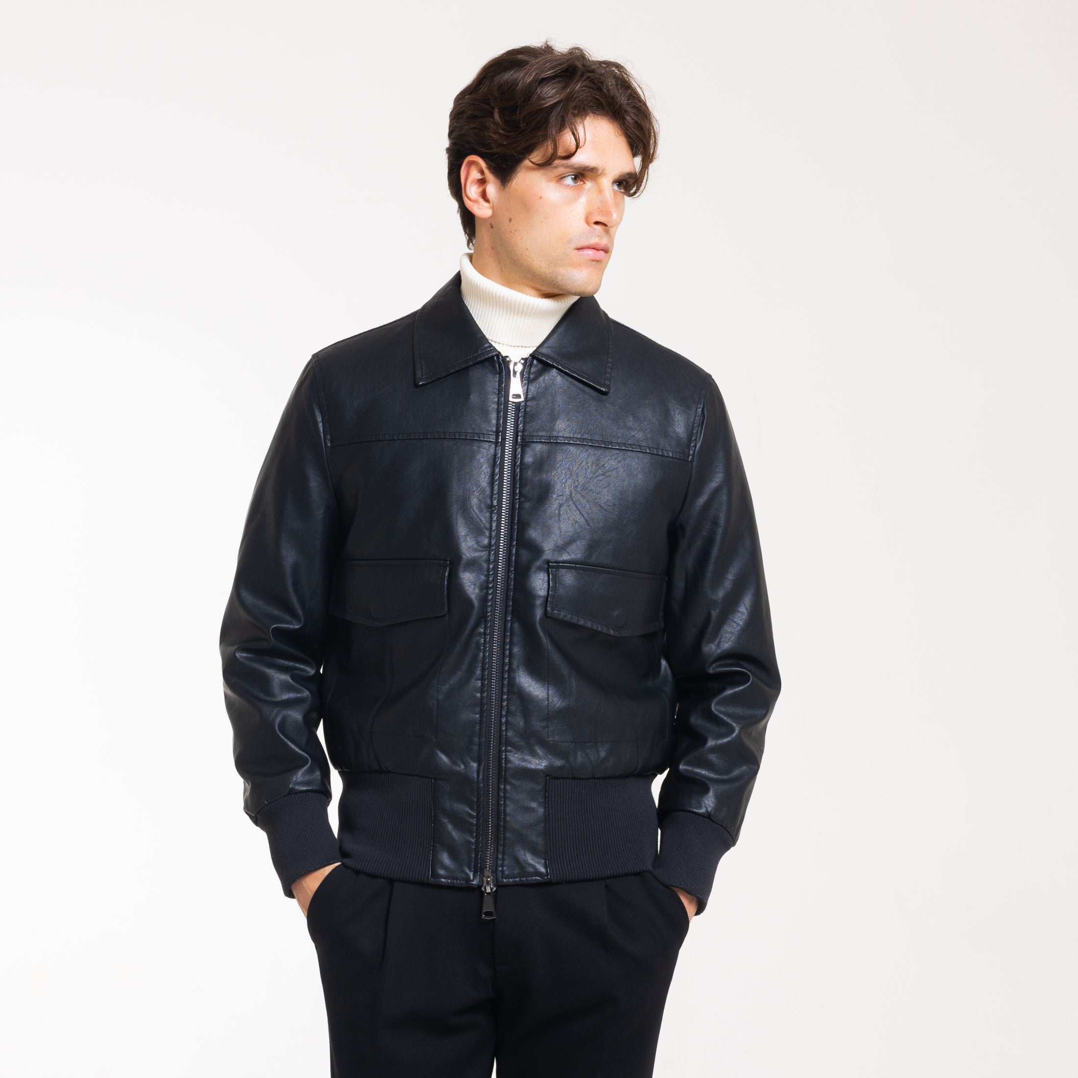 BOMBER ECOPELLE-11645|Colore:Nero