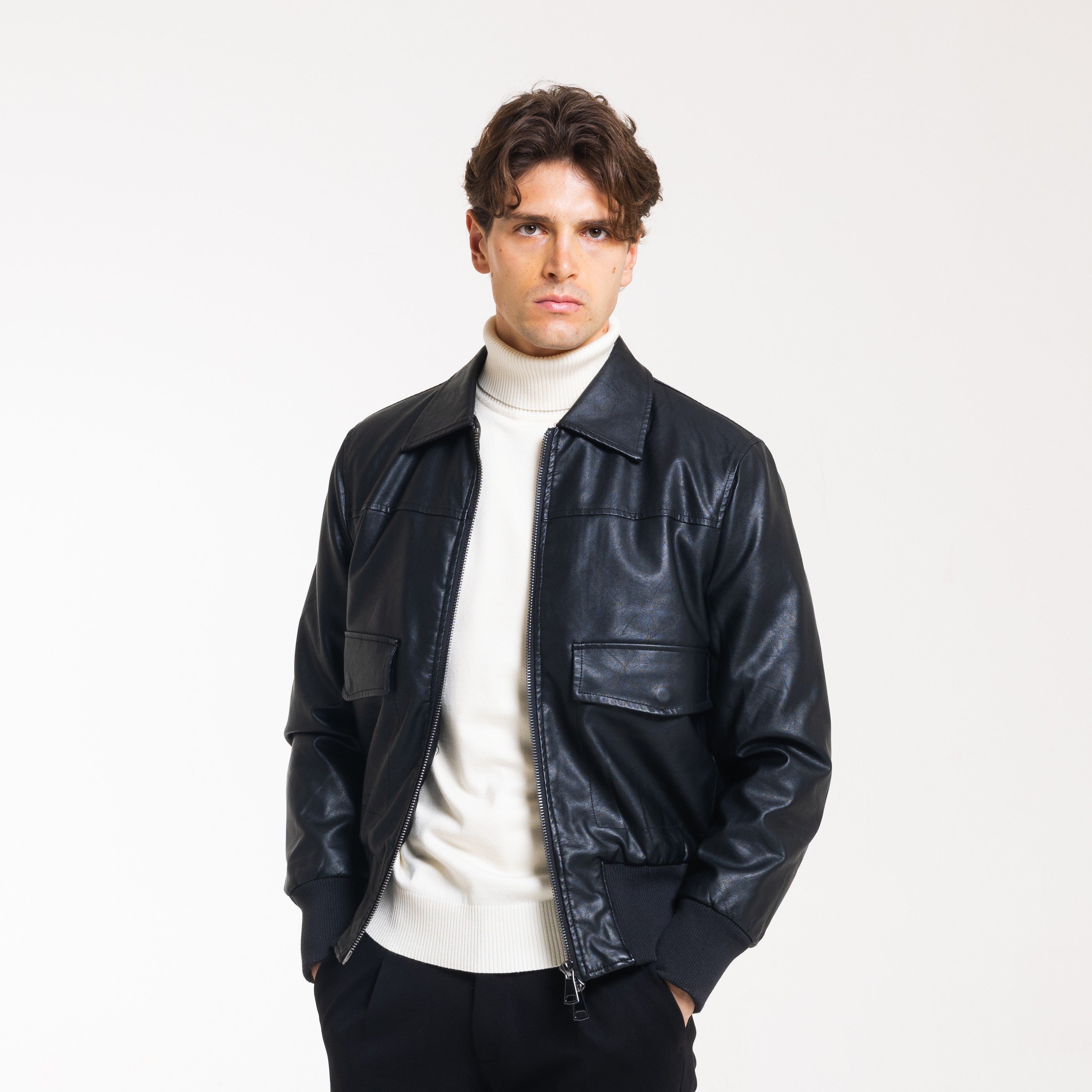 BOMBER ECOPELLE-11645|Colore:Nero