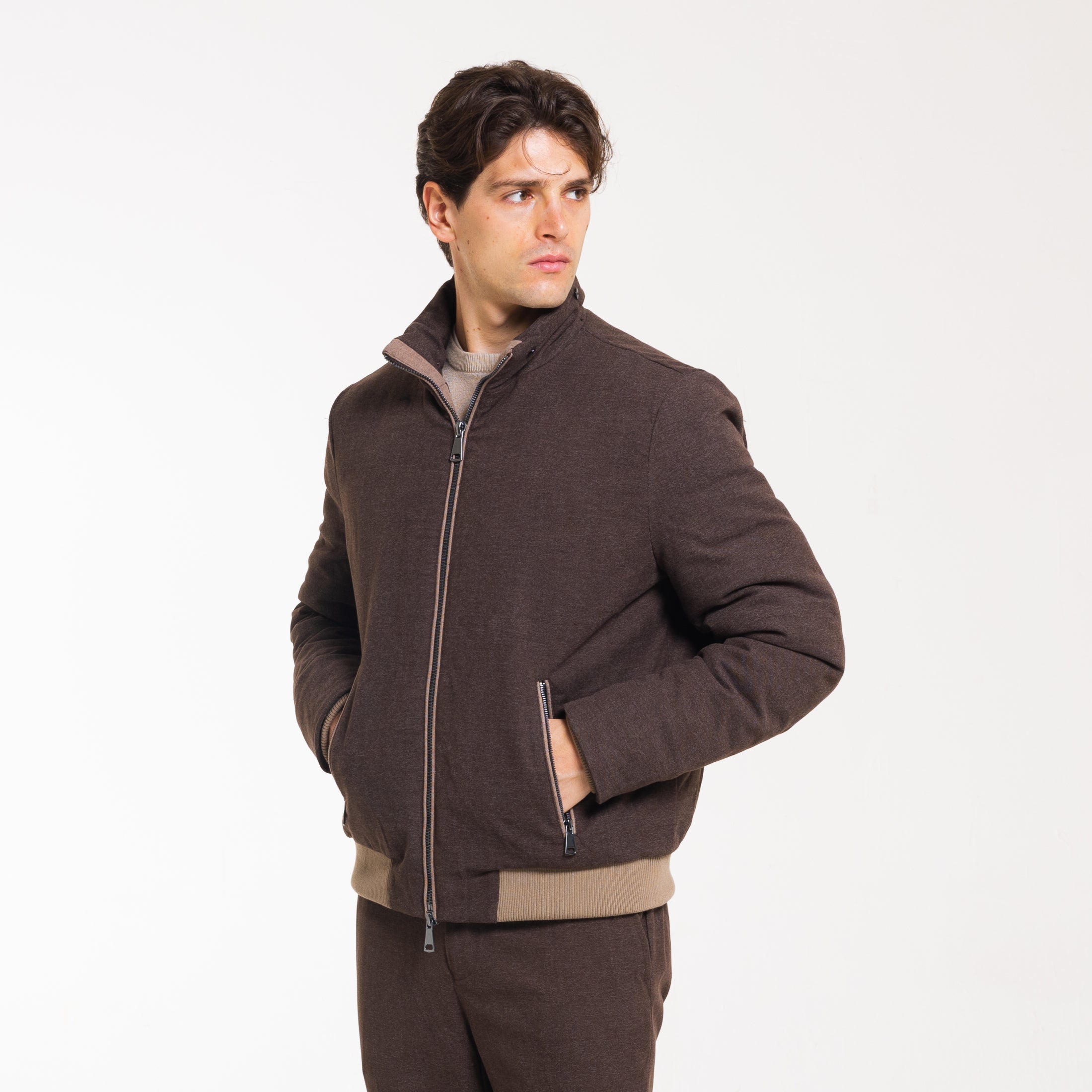 BOMBER ZIP IN PANNO-11655|Colore:Moro