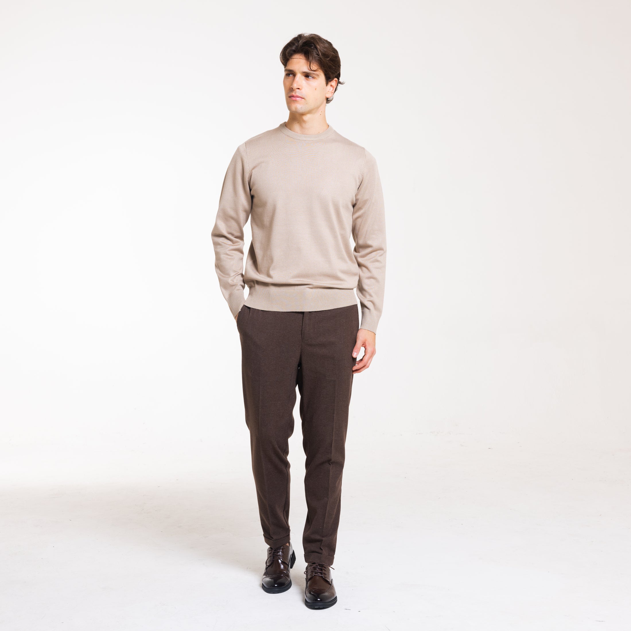 PULL. GIROCOLLO DOPPIO FILO-11618|Colore:Tortora
