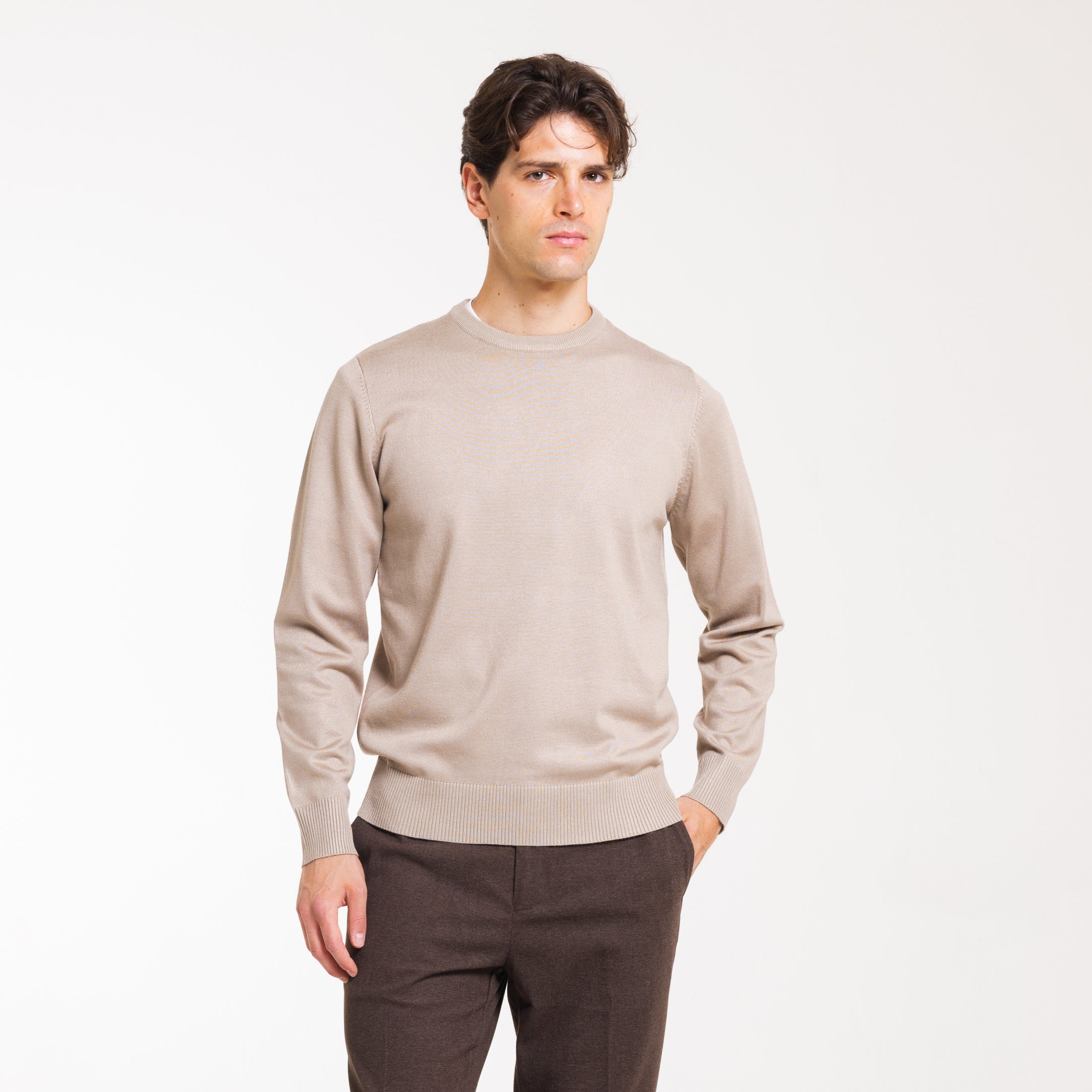 PULL. GIROCOLLO DOPPIO FILO-11618|Colore:Tortora